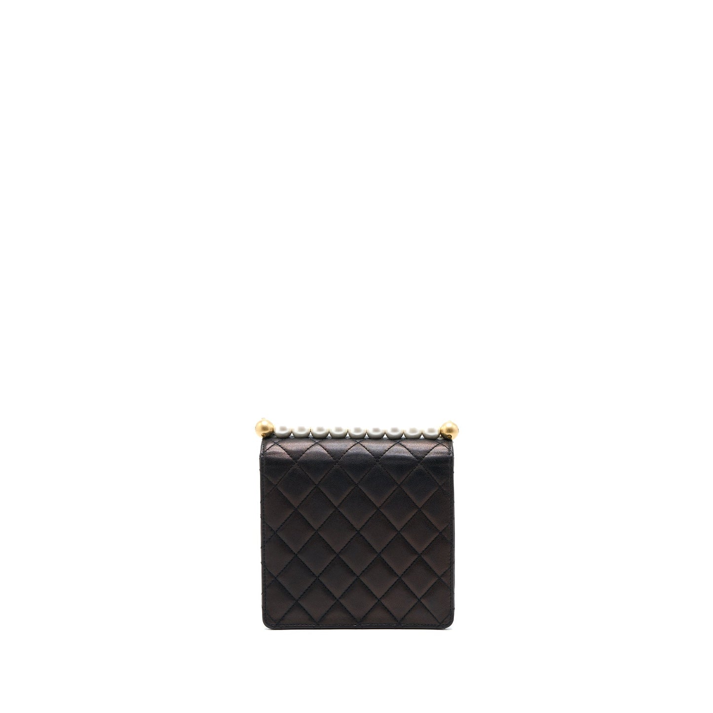 Chanel Vertical Pearl Flap Goatskin Brushed GHW Black Shoulder Bag