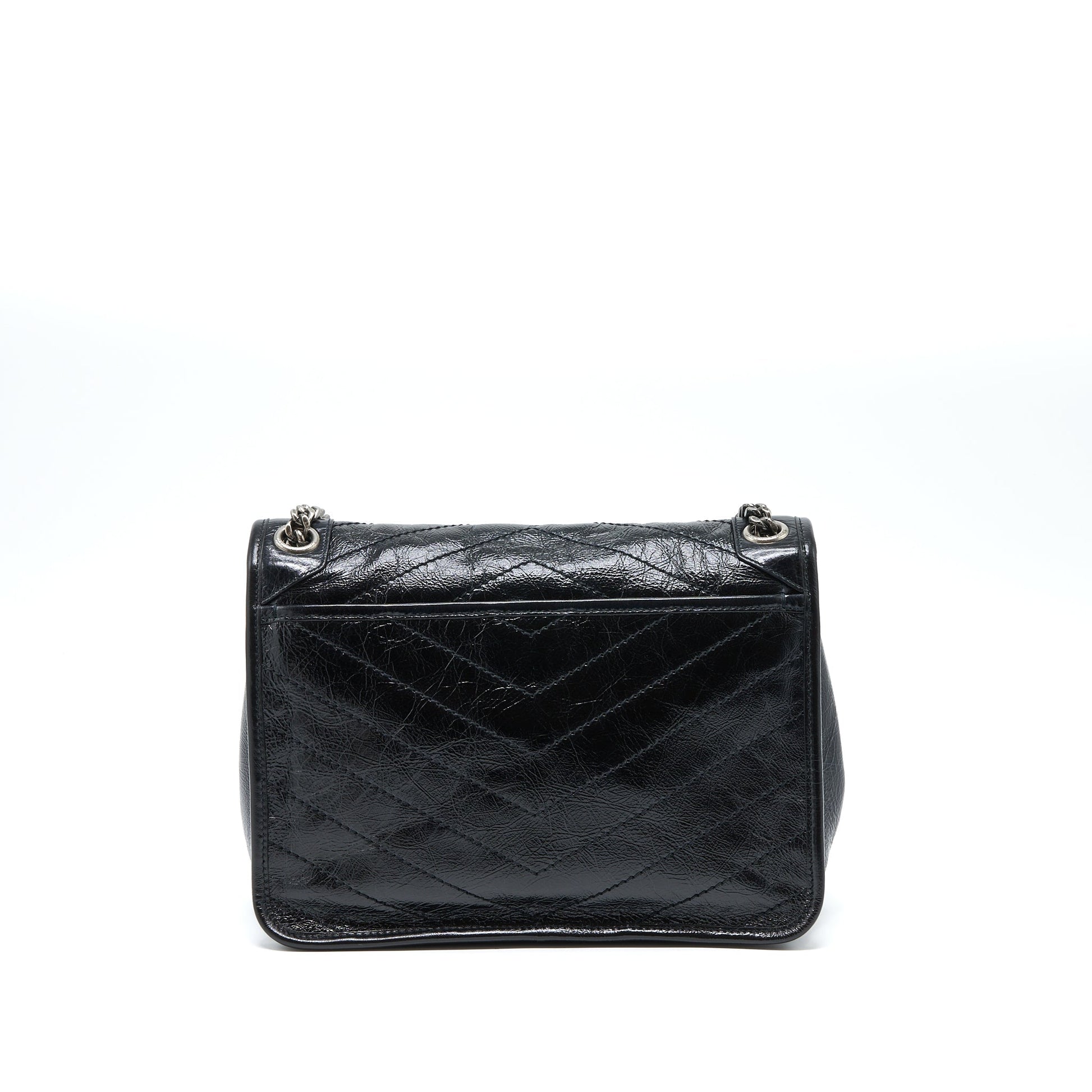 YSL Saint Laurent Saint Laurent Niki Purse Aged Calfskin Ruthenium Black Medium Travel Bag