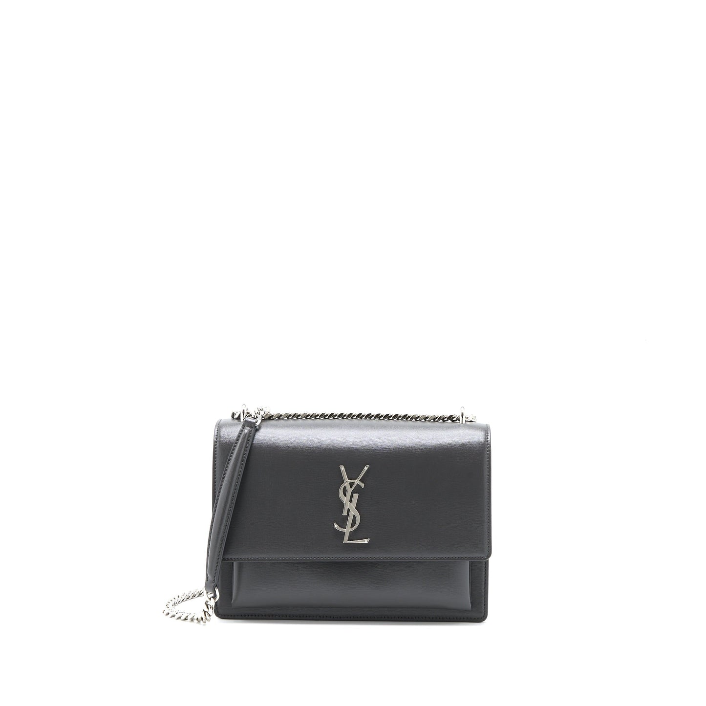YSL Saint Laurent Saint Laurent Sunset Purse Calfskin Dark Grey Chain Travel Bag