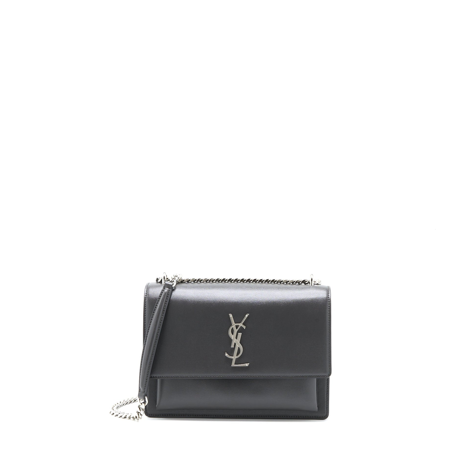 YSL Saint Laurent Saint Laurent Sunset Purse Calfskin Dark Grey Chain Travel Bag