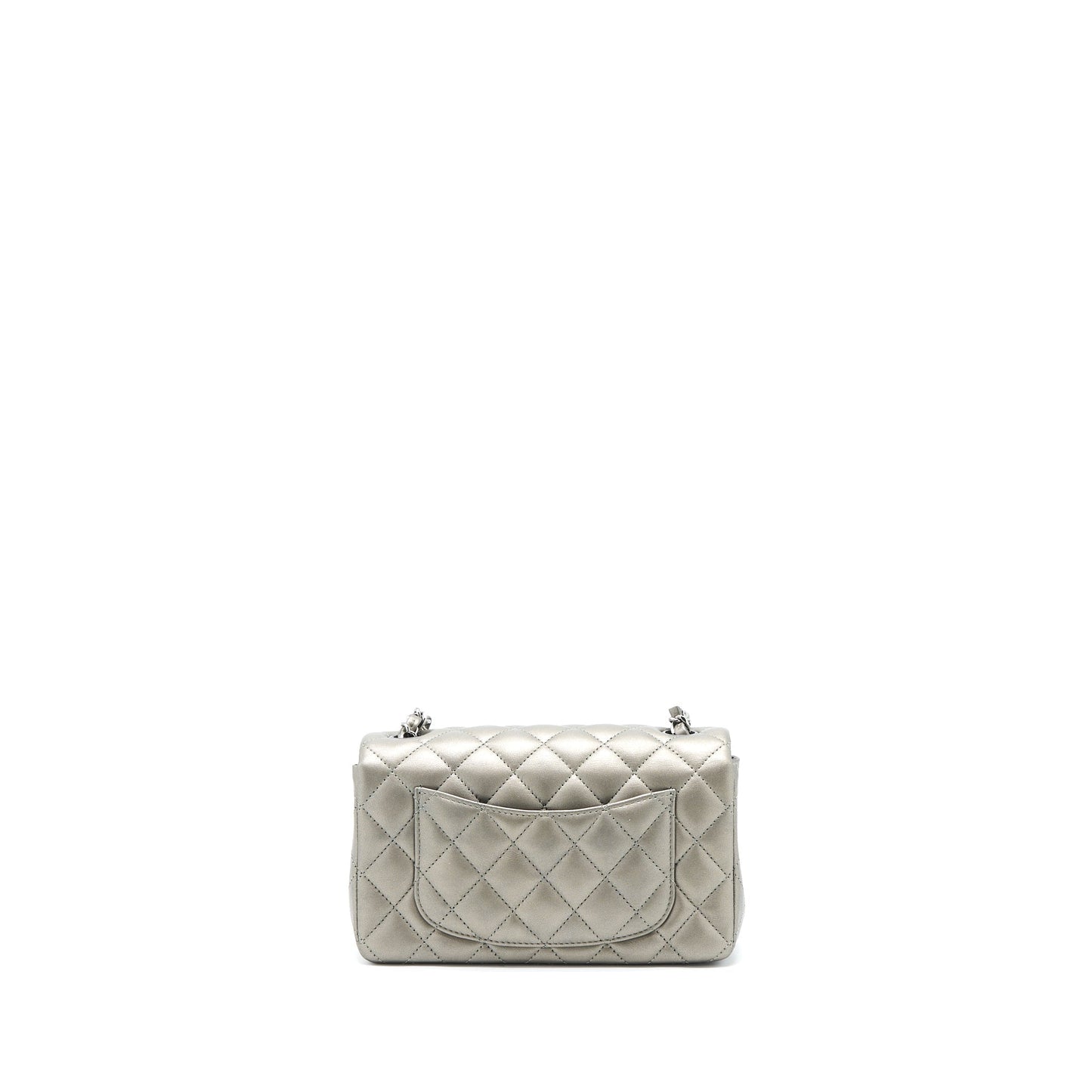 Chanel 21B Rectangular Flap Calfskin Microchip Silver Shoulder Bag