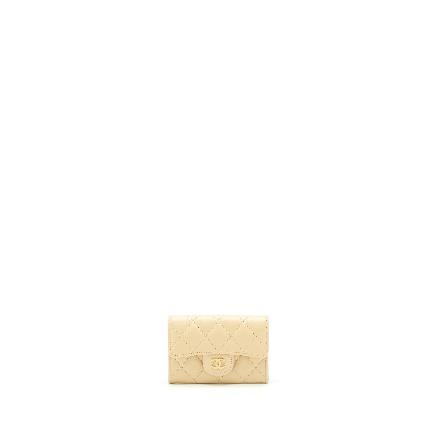 Chanel Classic Flap Card Holder Caviar GHW Beige Wallet Case