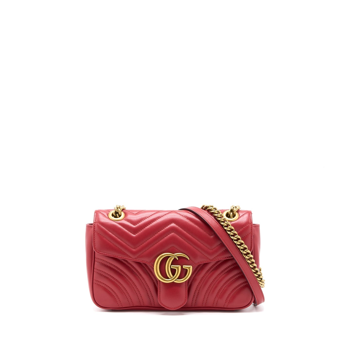 Gucci Marmont Shoulder Bag Calfskin Matelasse Red