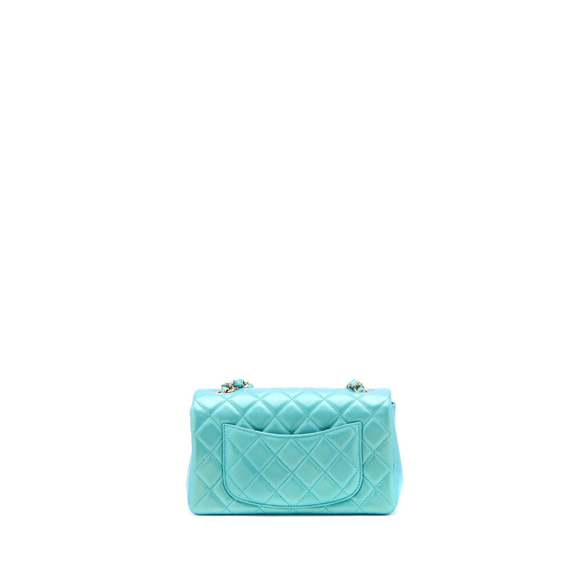 Chanel 21S Rectangular Flap Calfskin Iridescent LGHW Green Shoulder Bag