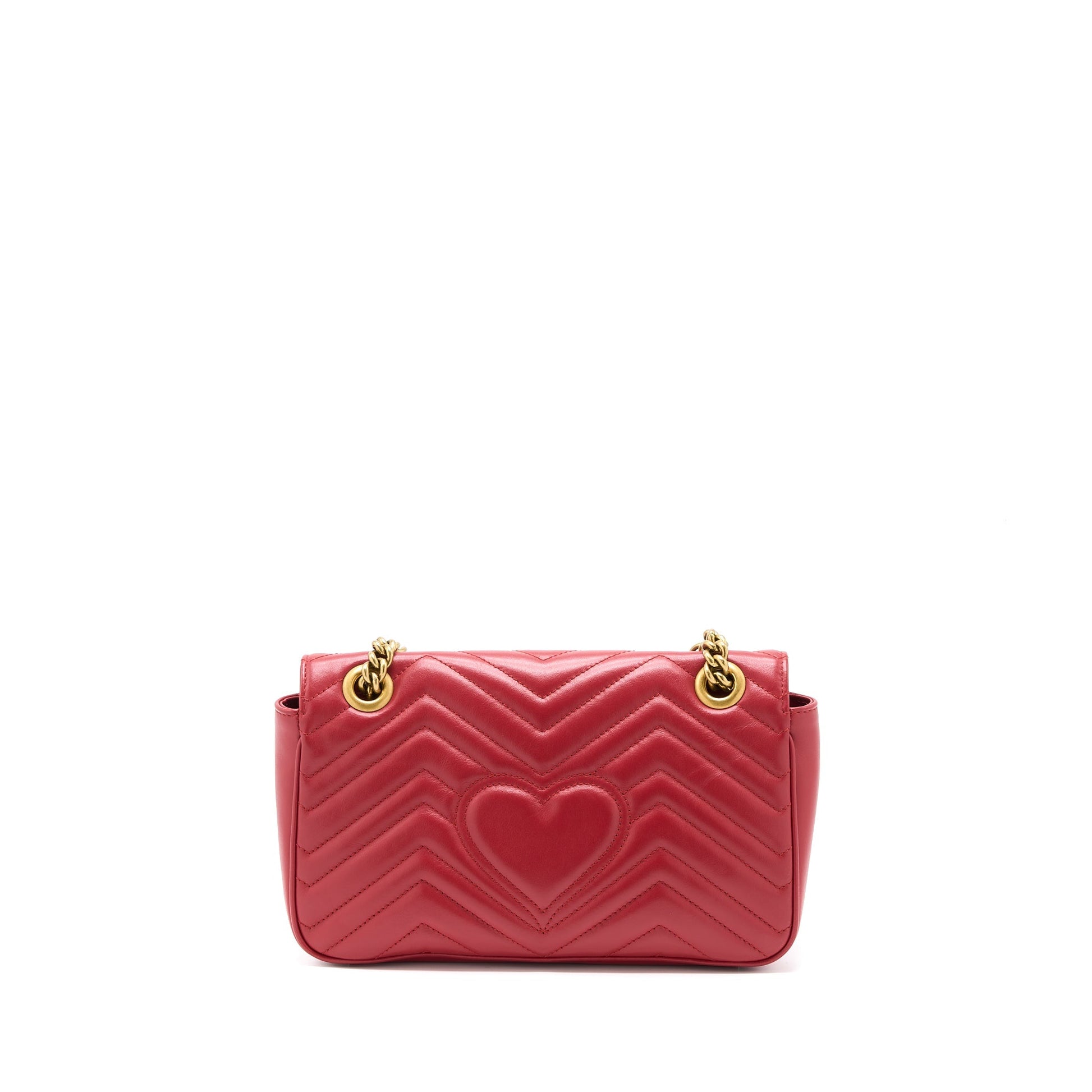 Gucci Marmont Shoulder Bag Calfskin Matelasse Red