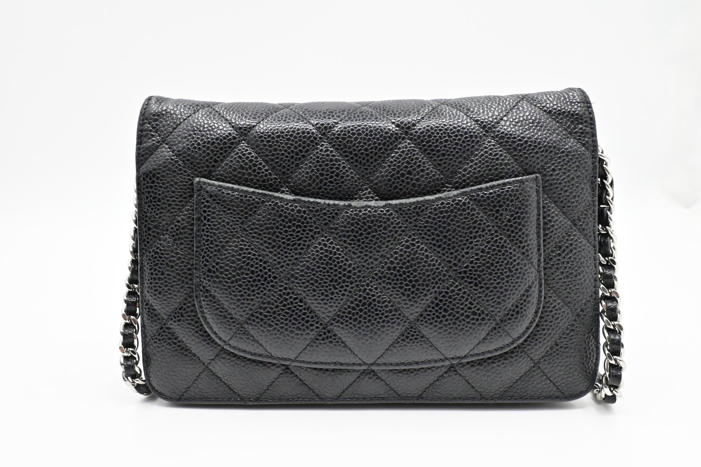 Chanel on MattelassÃ © Caviar Black Leather Wallet Case Caviar Leather