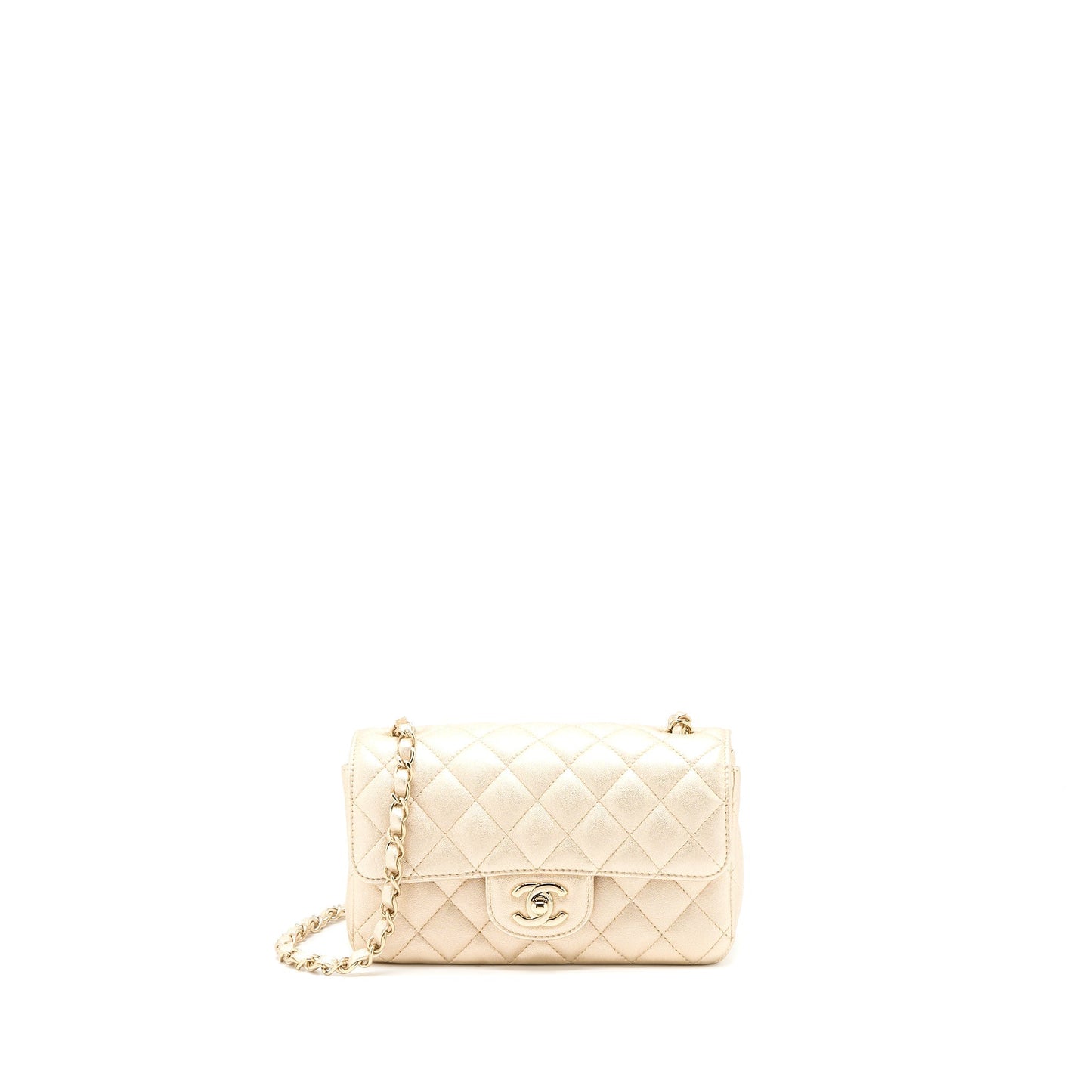 Chanel 21P Rectangular Flap Grained Lambskin LGHW Gold Shoulder Bag