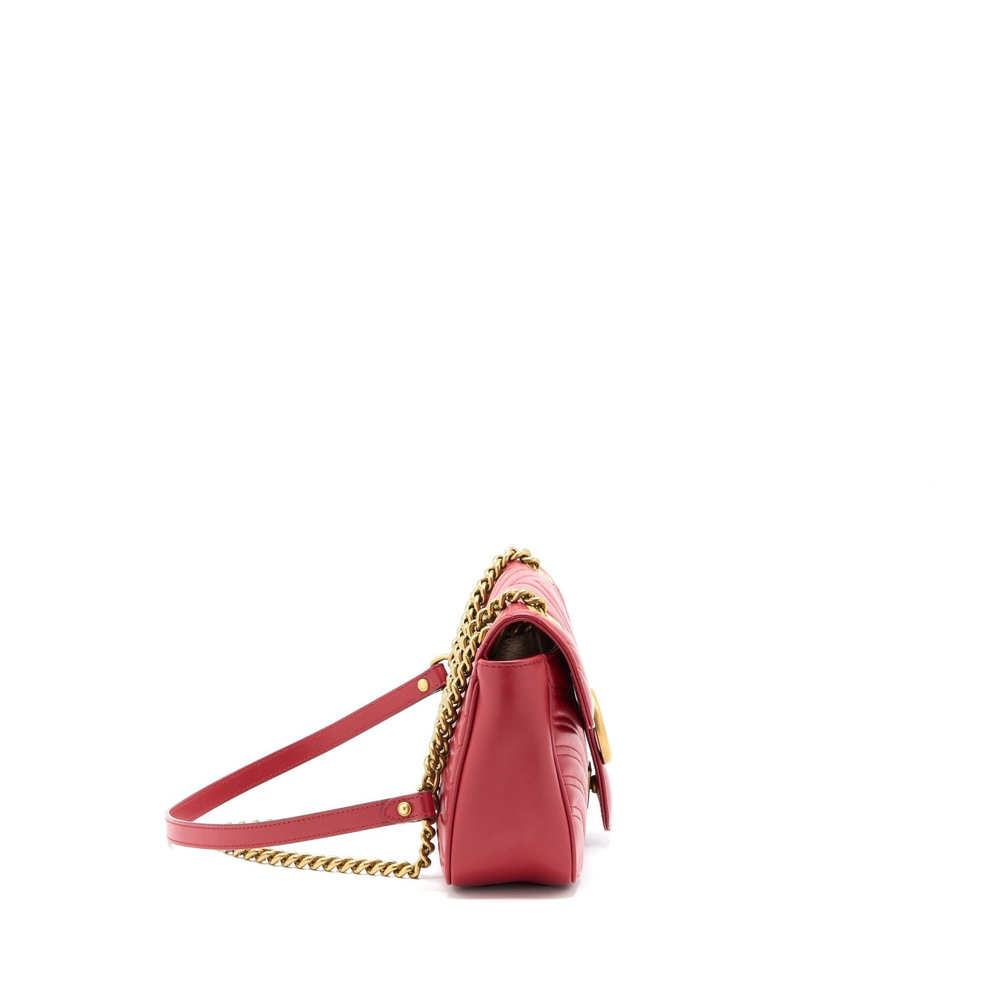 Gucci Marmont Shoulder Bag Calfskin Matelasse Red