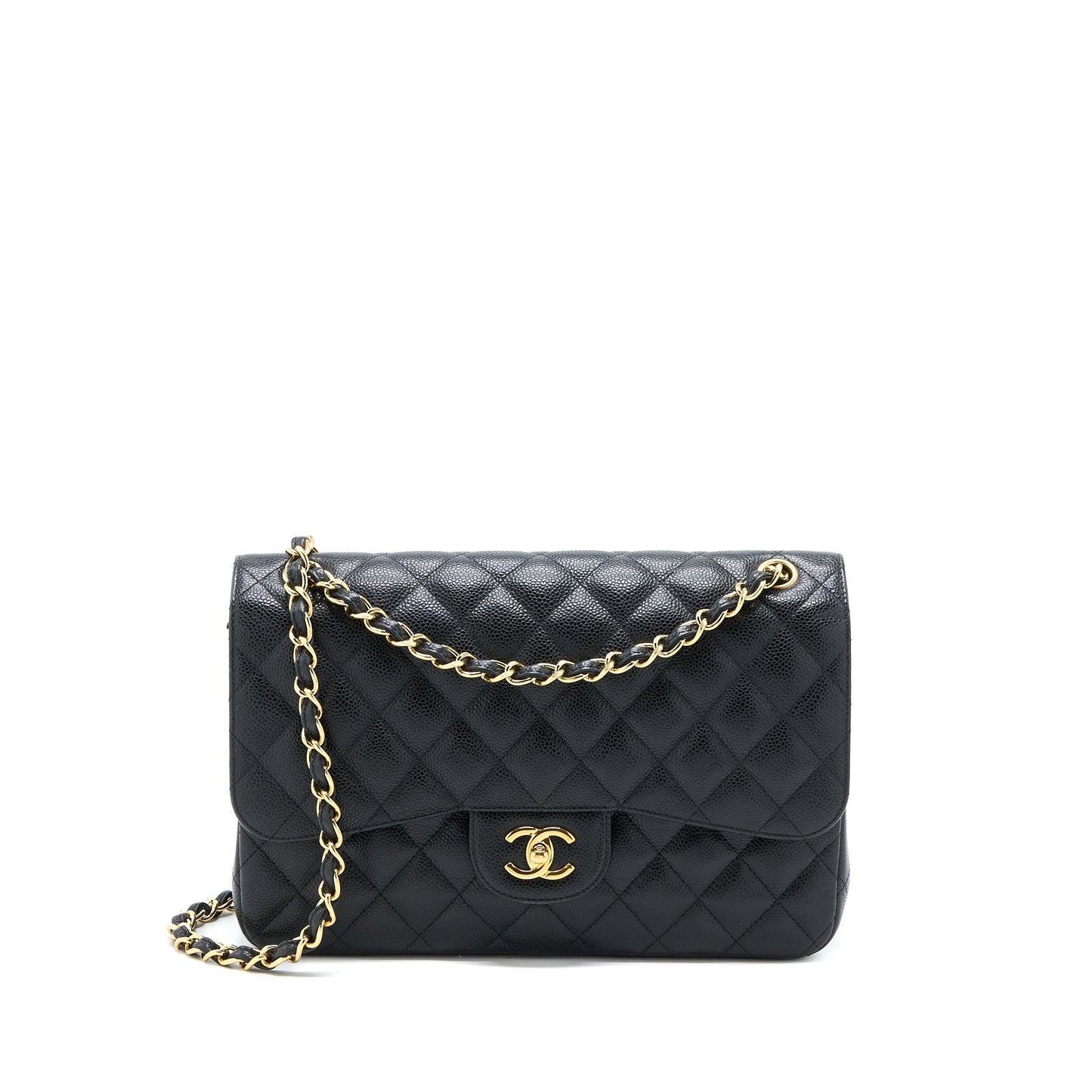 Chanel Classic Jumbo Double Flap Caviar GHW Black Shoulder Bag 3