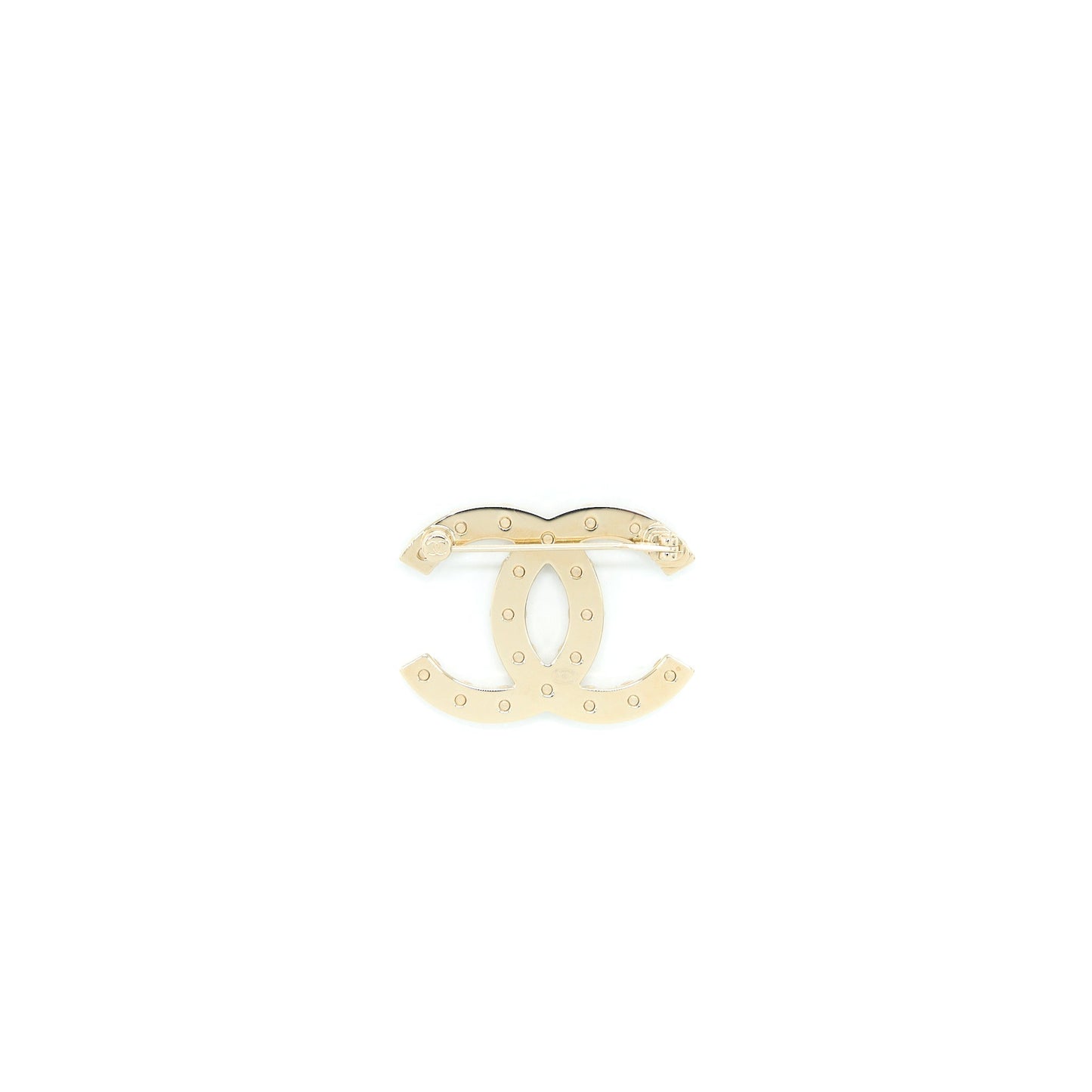 Chanel CC Logo Pearl Brooch Light Tone Gold Handbag