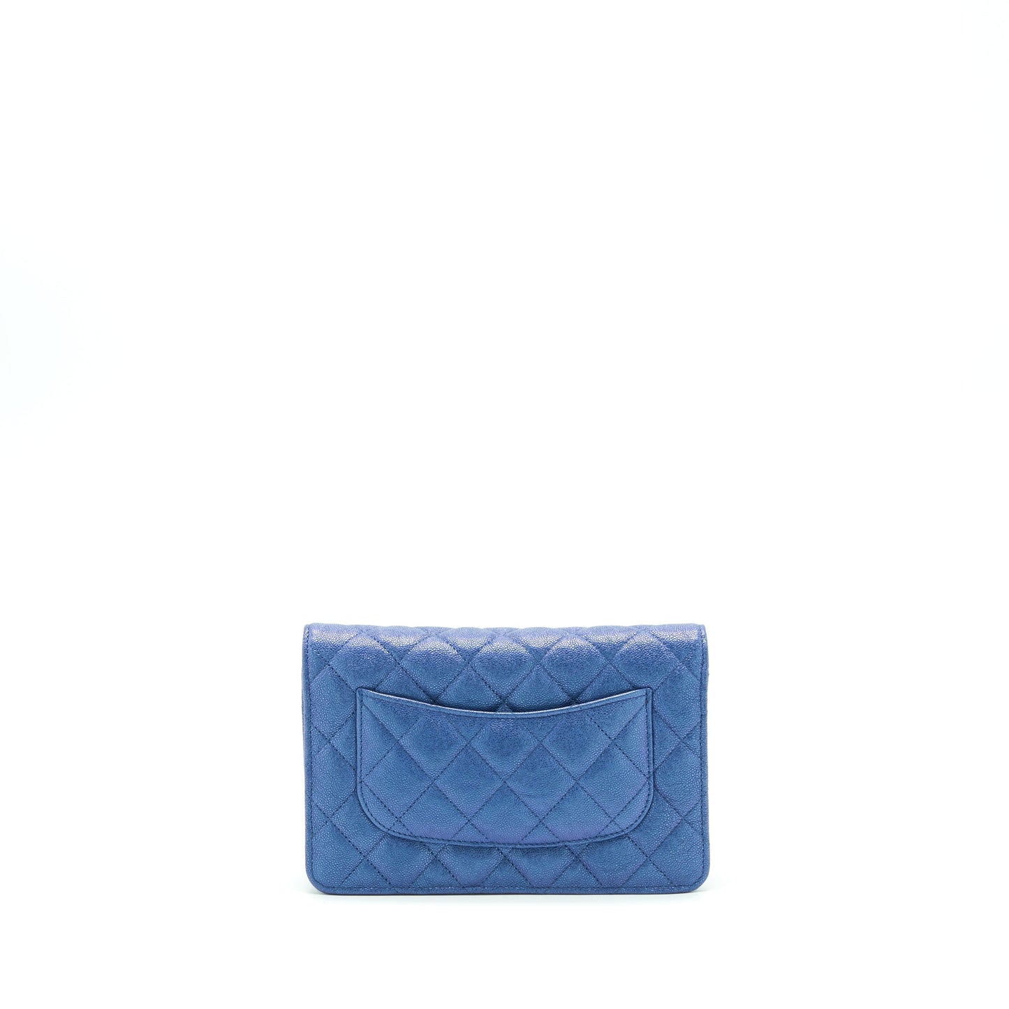 Chanel Classic On Caviar Iridescent LGHW Blue Wallet Case