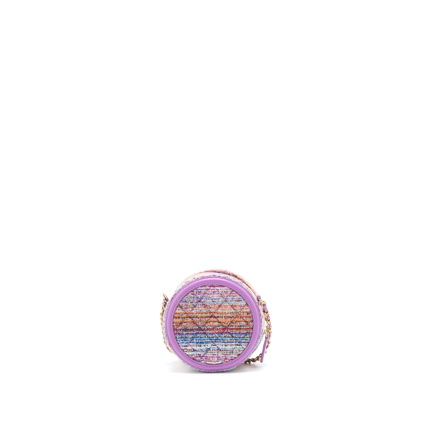 Chanel Round Lambskin Tweed GHW Multicolour Clutch Bag