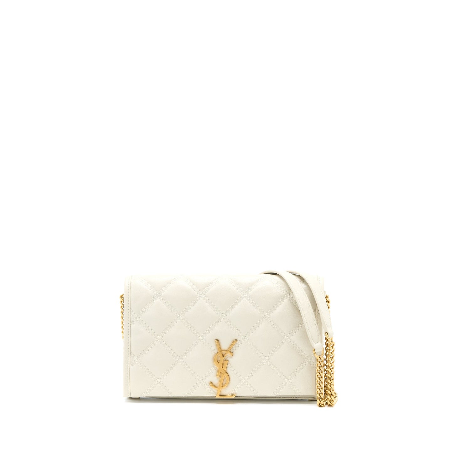 YSL Saint Laurent Saint Laurent Becky Purse Travel Bag Quilted White