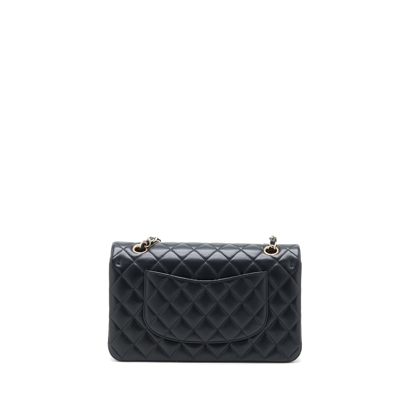 Chanel Classic Flap Lambskin RGHW Microchip Black Pink Small Shoulder Bag