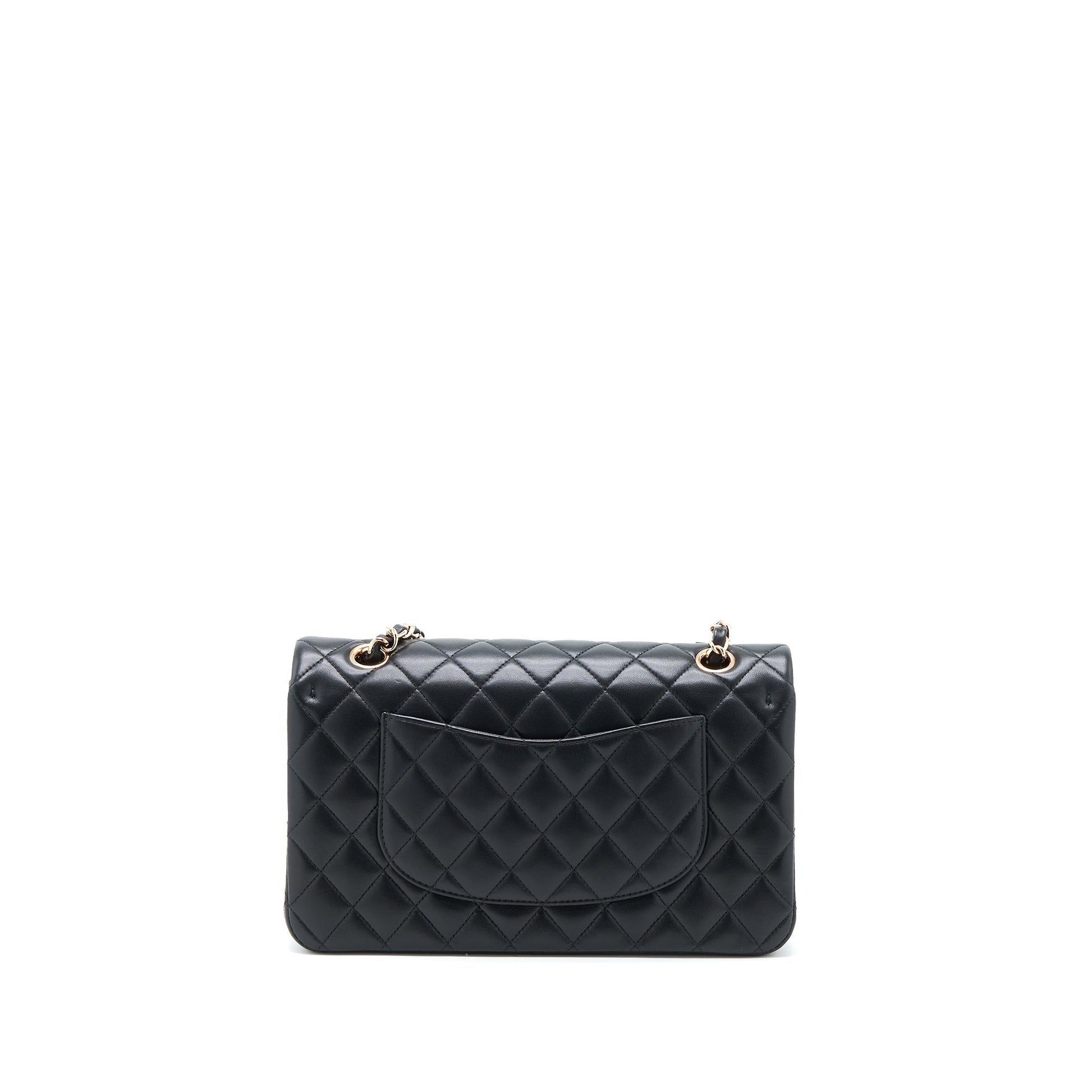 Chanel Classic Flap Lambskin RGHW Microchip Black Pink Small Shoulder Bag