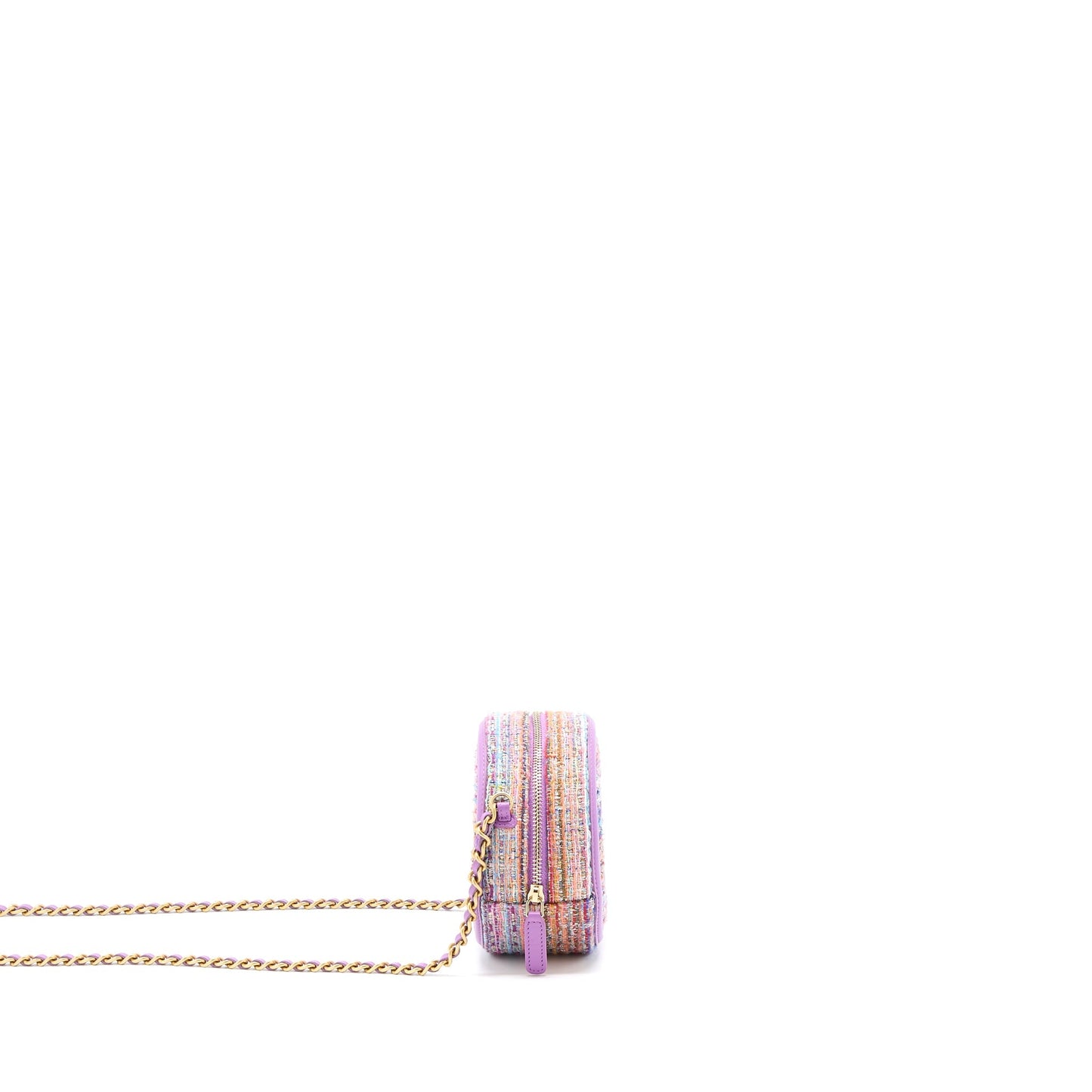 Chanel Round Lambskin Tweed GHW Multicolour Clutch Bag