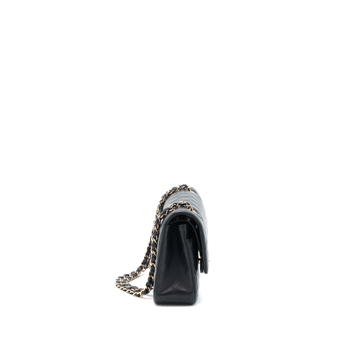 Chanel Classic Flap Lambskin RGHW Microchip Black Pink Small Shoulder Bag