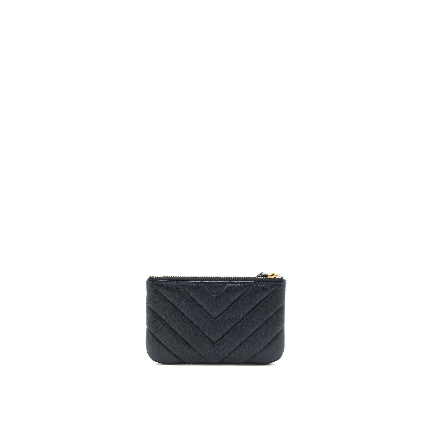 Chanel Chevron Zip O- Grained Lambskin GHW Black Handbag