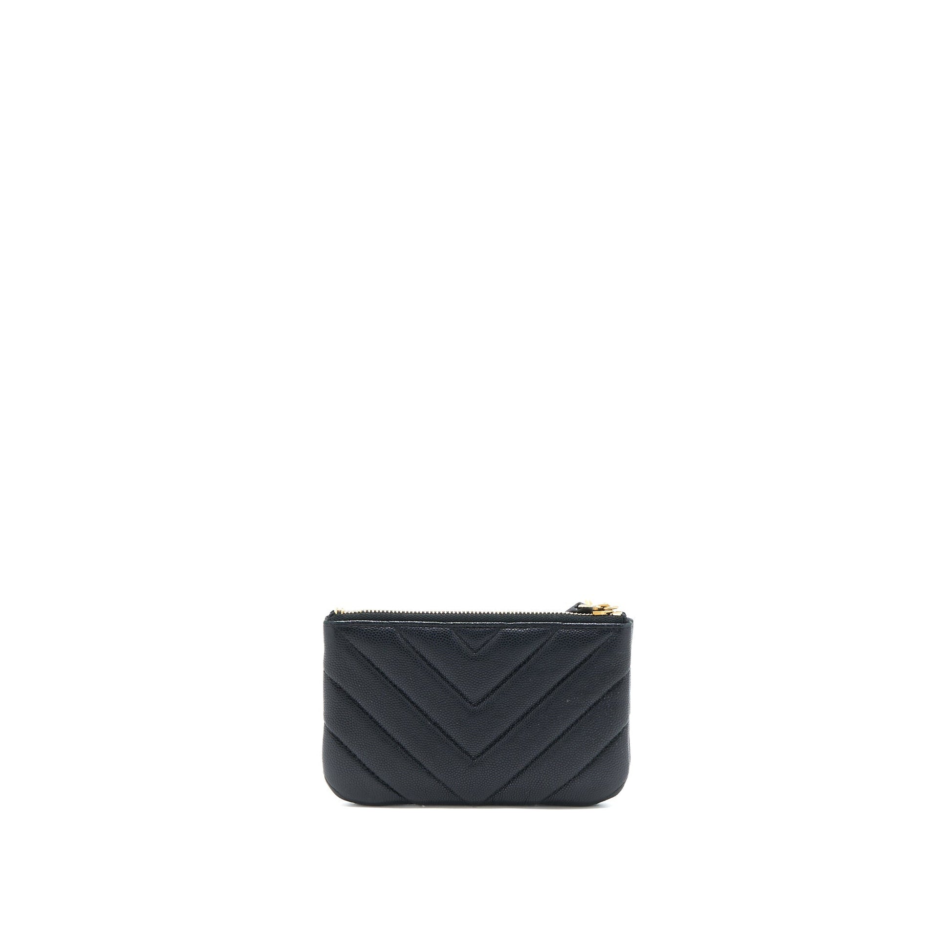 Chanel Chevron Zip O- Grained Lambskin GHW Black Handbag
