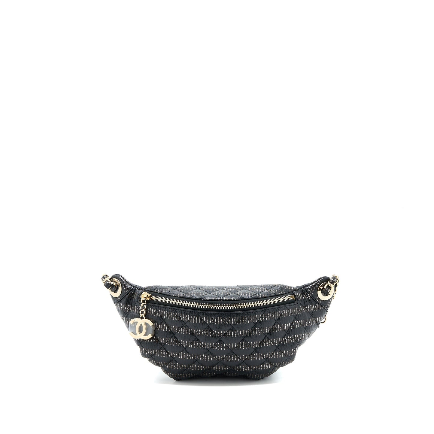 Chanel Seasonal Waist Calfskin GHW Black Gold Handbag