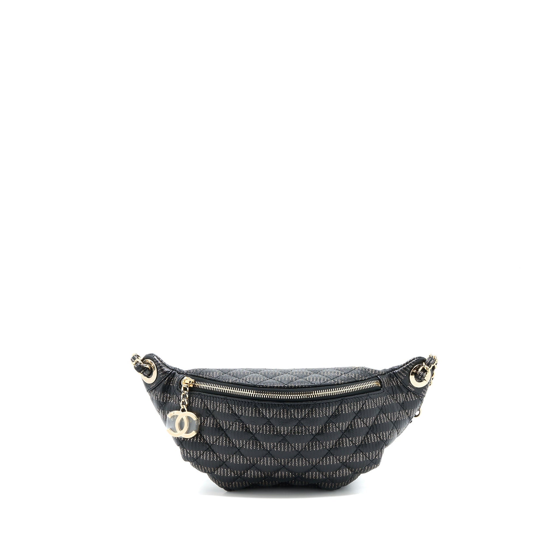 Chanel Seasonal Waist Calfskin GHW Black Gold Handbag