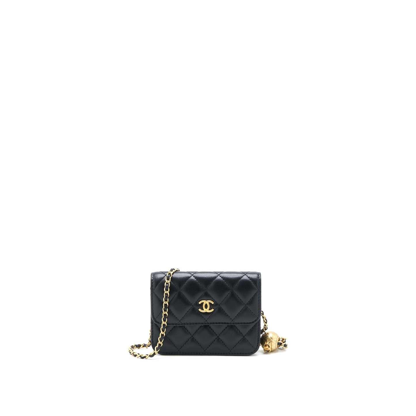Chanel Pearl Crush Flap Belt Lambskin Brushed Black