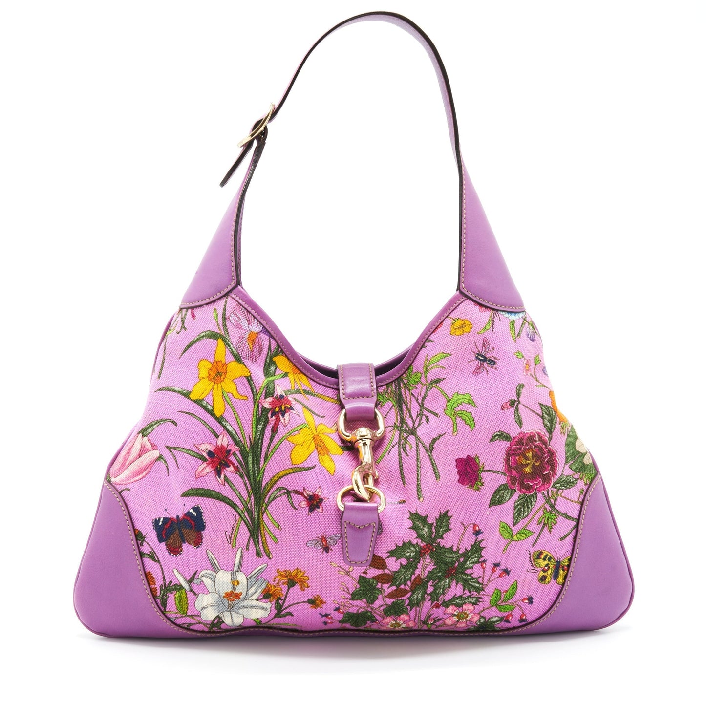 Gucci Flora Jackie Bag And Multicolour Leather Canvas Travel Bag