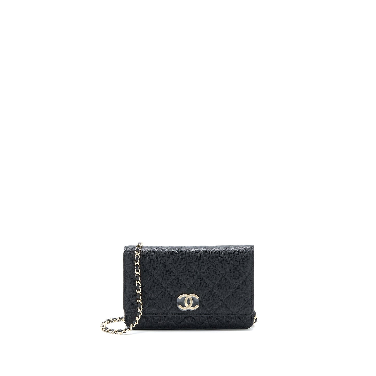 Chanel 23C Giant CC Logo on Caviar Black Wallet Case