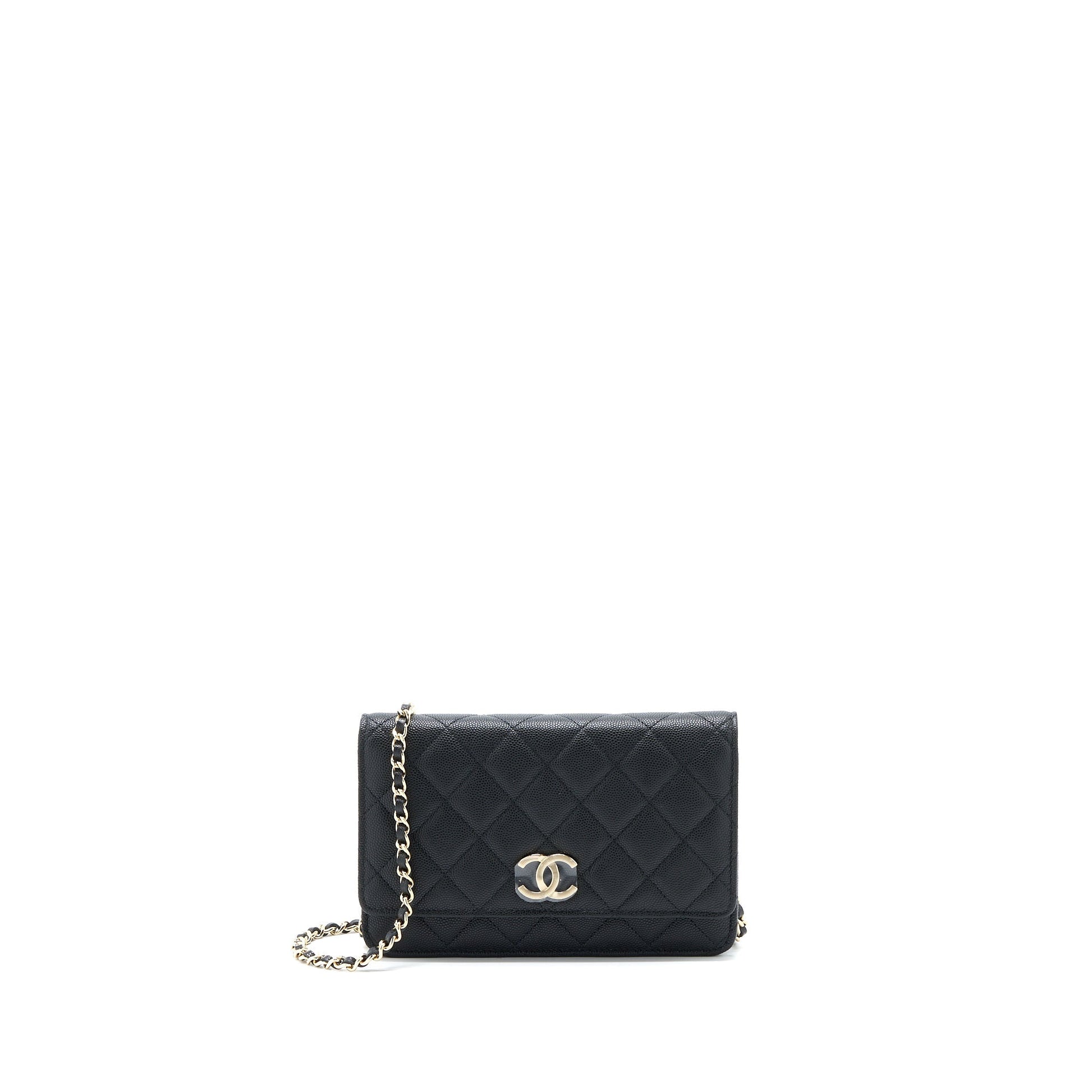 Chanel 23C Giant CC Logo on Caviar Black Wallet Case