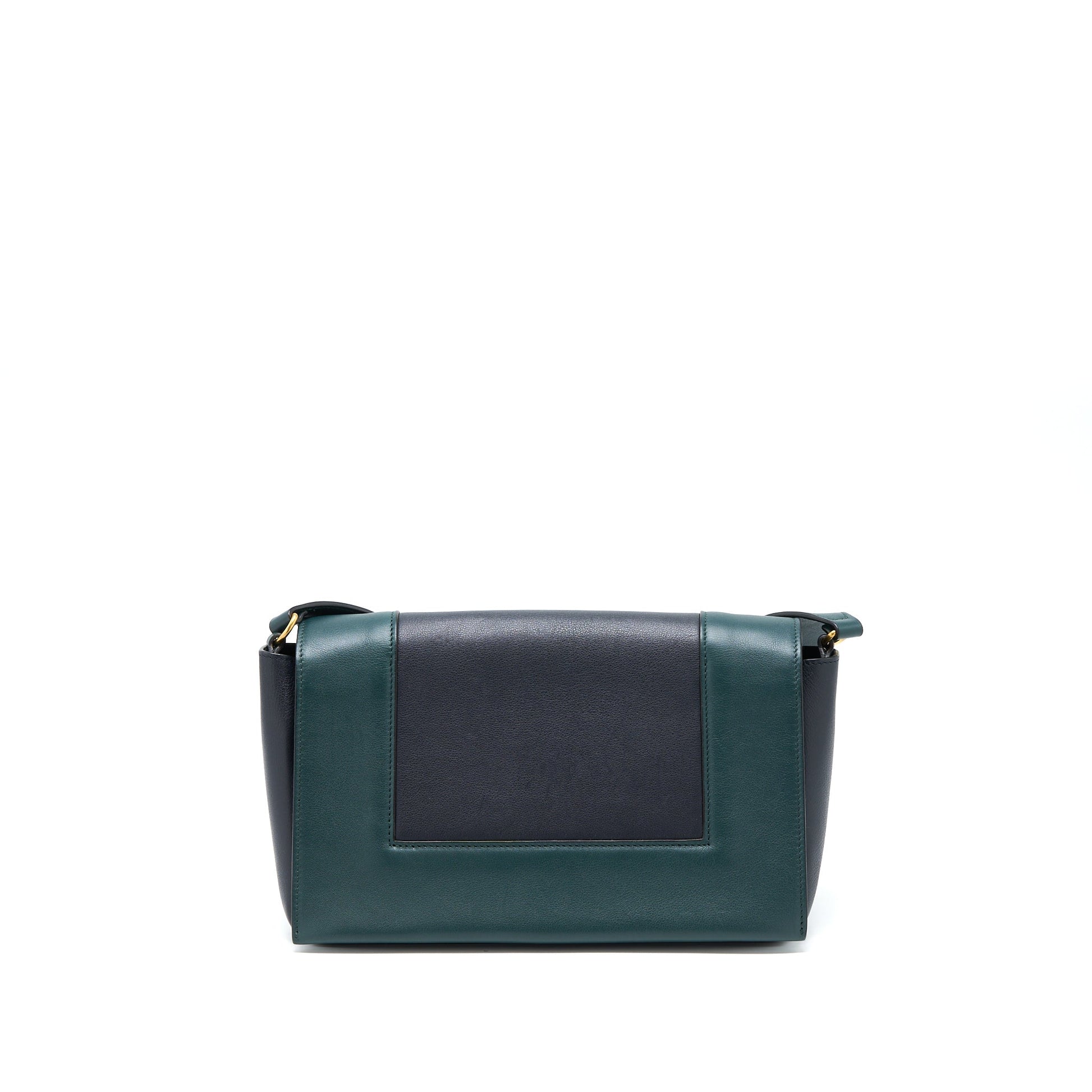 Celine Frame Purse Calfskin Navy Dark Handbag Green Travel Bag