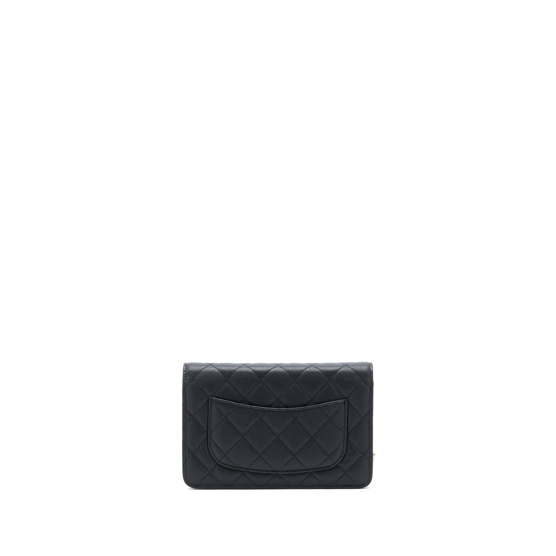 Chanel 23C Giant CC Logo on Caviar Black Wallet Case