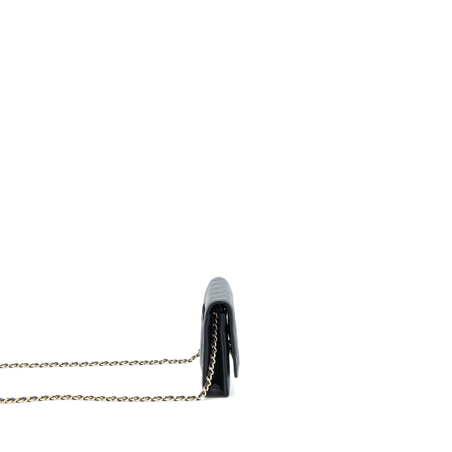 Chanel 23C Giant CC Logo on Caviar Black Wallet Case