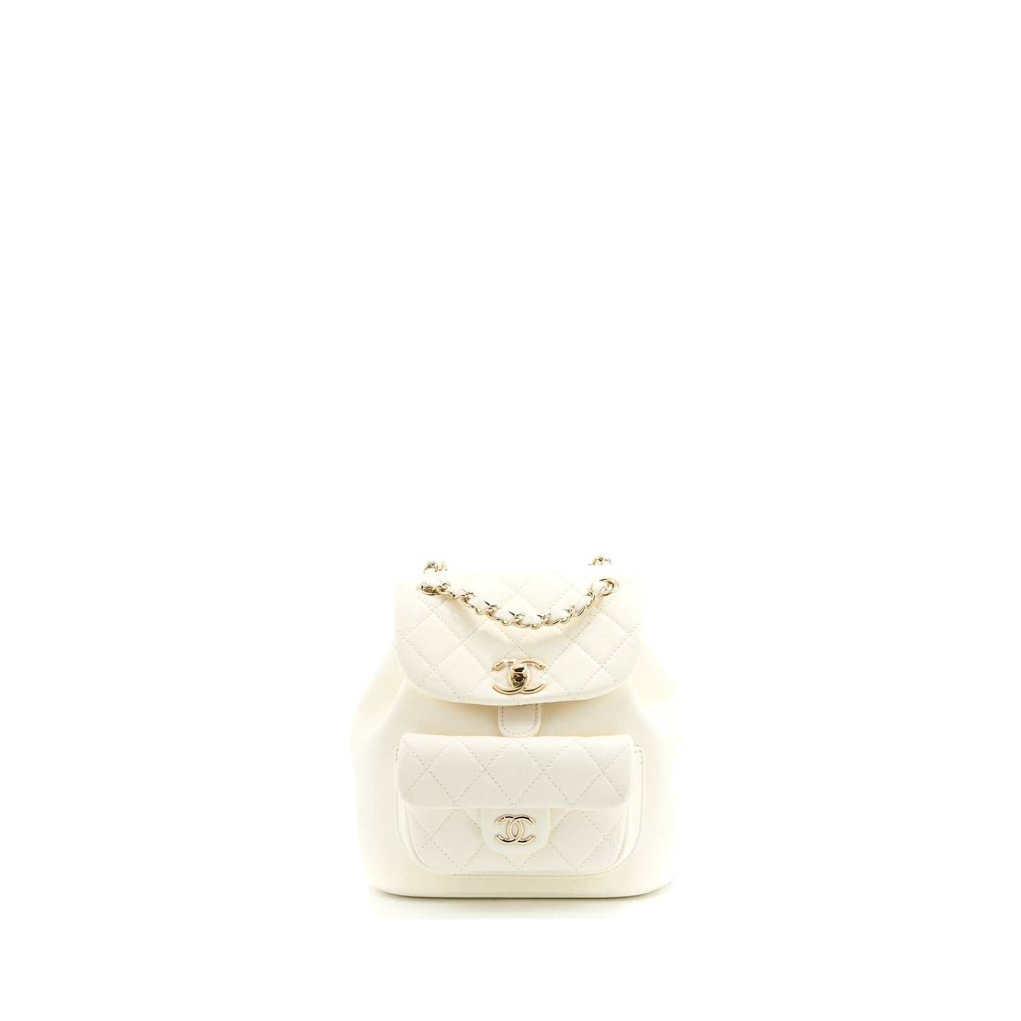 Chanel Duma Backpack Lambskin LGHW Microchip White