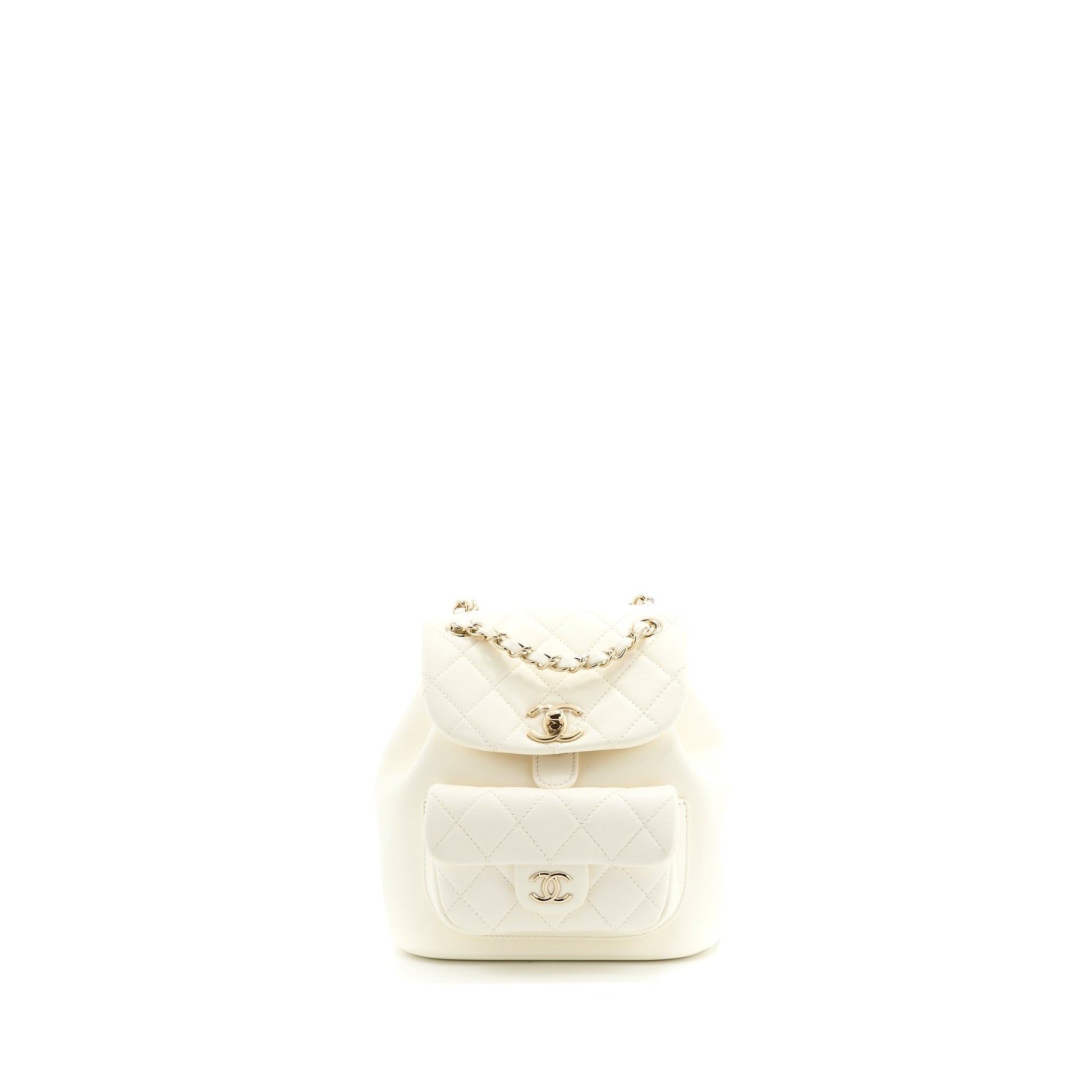 Chanel Duma Backpack Lambskin LGHW Microchip White