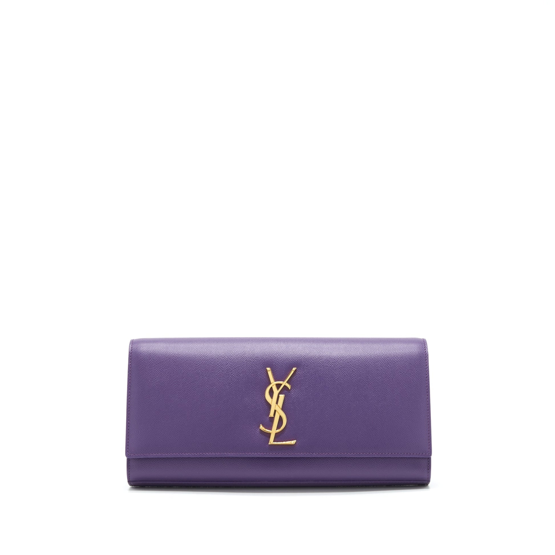 YSL Saint Laurent Clutch Caviar Purple Clutch Bag