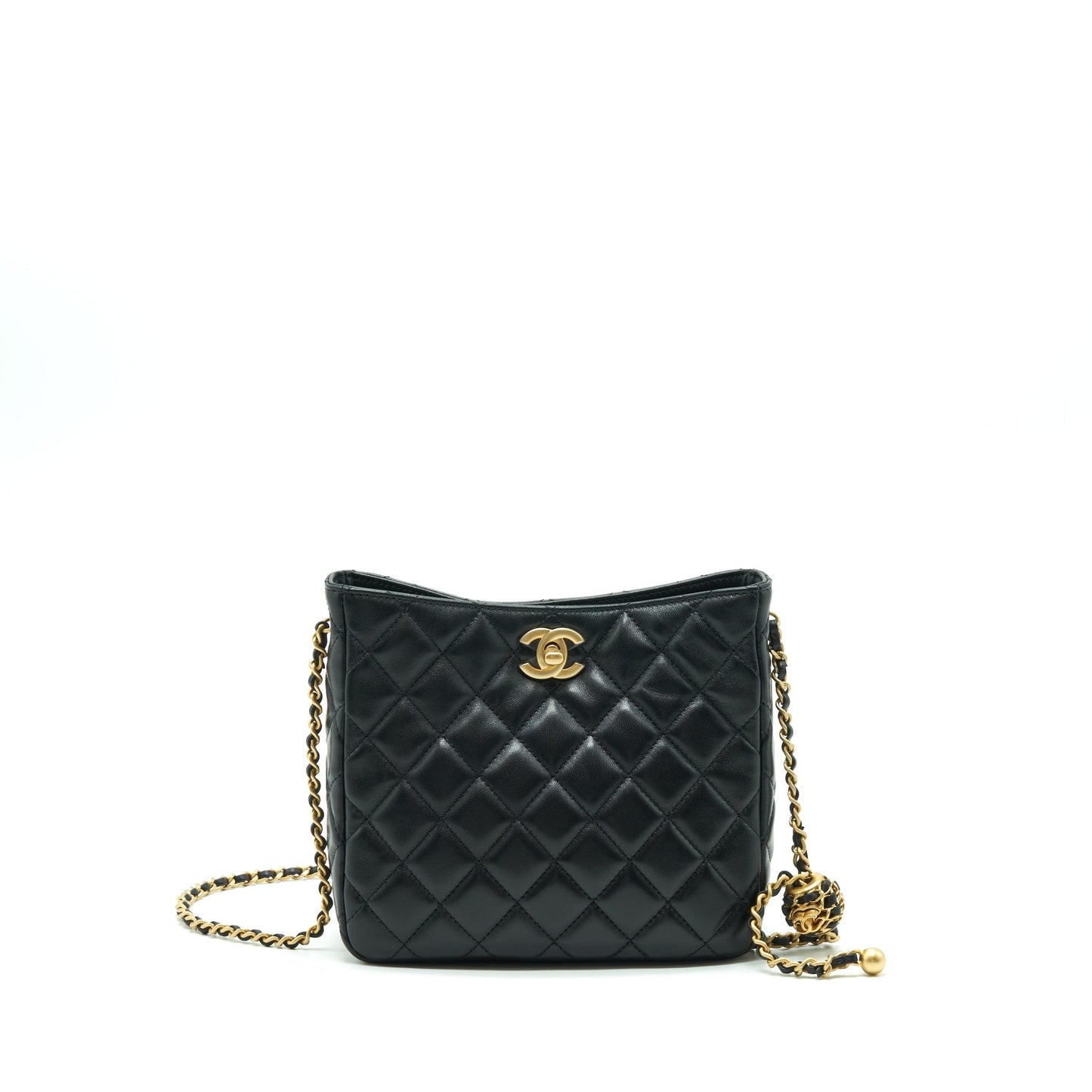 Chanel 22S Pearl Crush Hobo Lambskin GHW Black Shoulder Bag