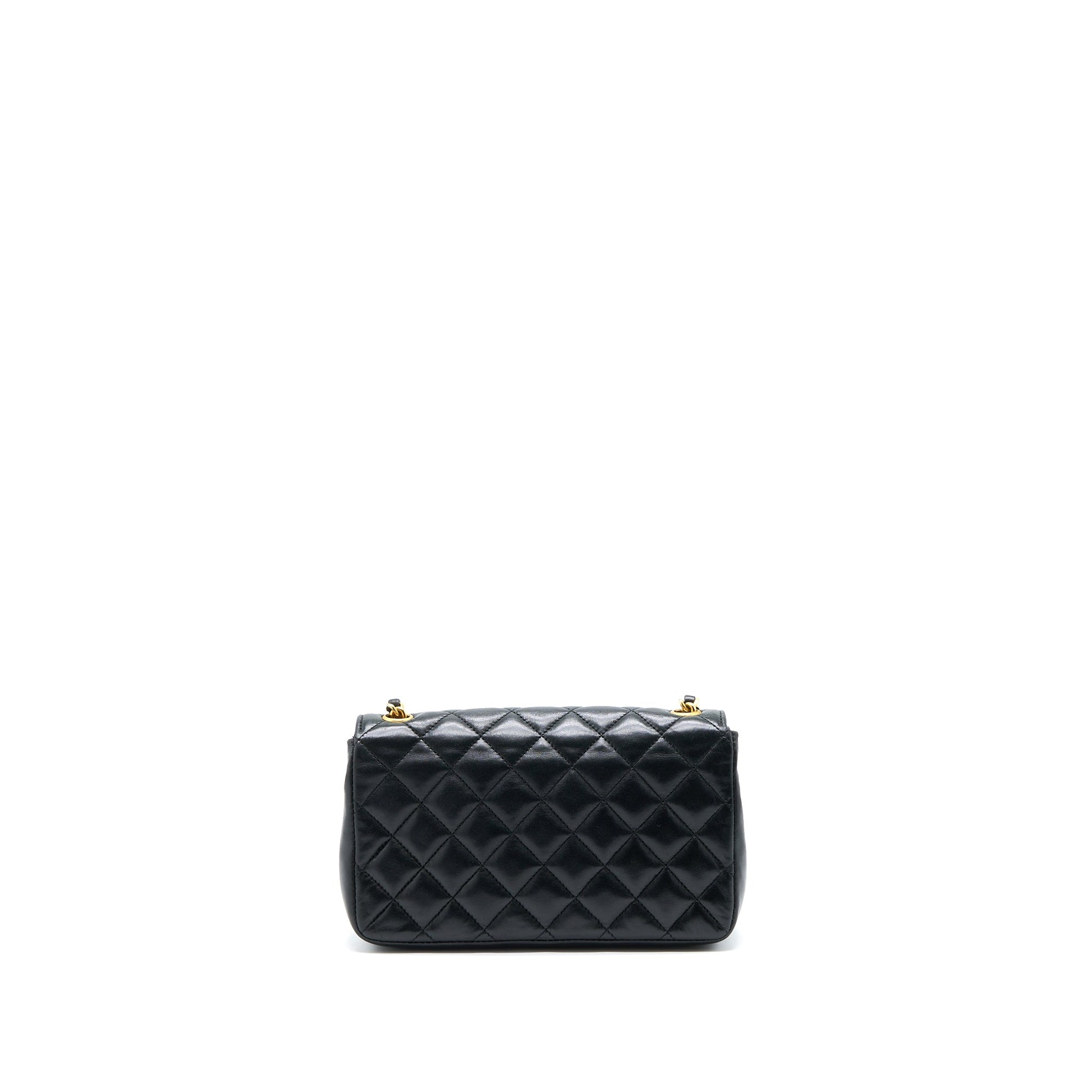 Chanel Flap Lambskin GHW Black Shoulder Bag Black Ghw