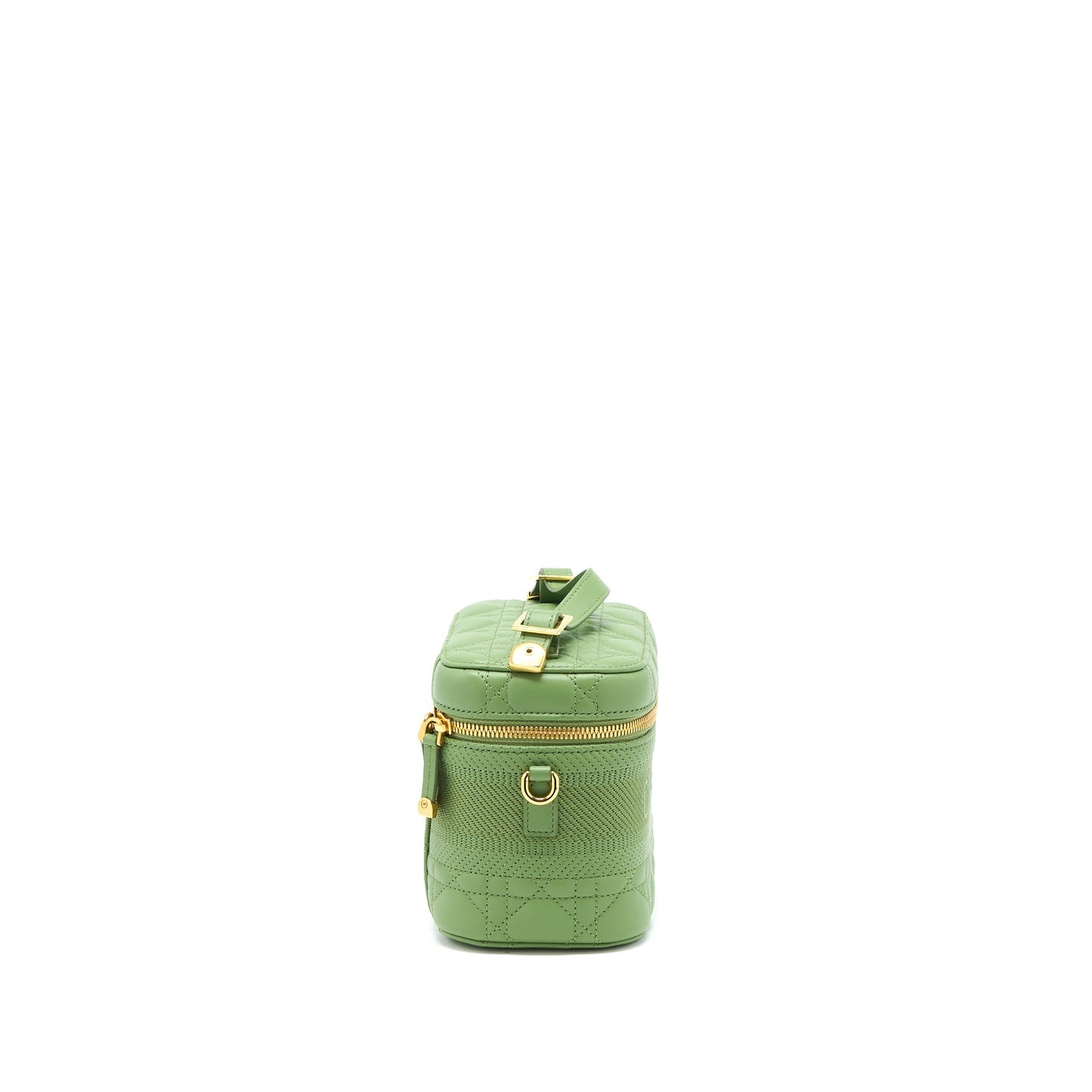 Dior travel Vanity Case Cannage Lambskin Handbag Green Small Travel Bag