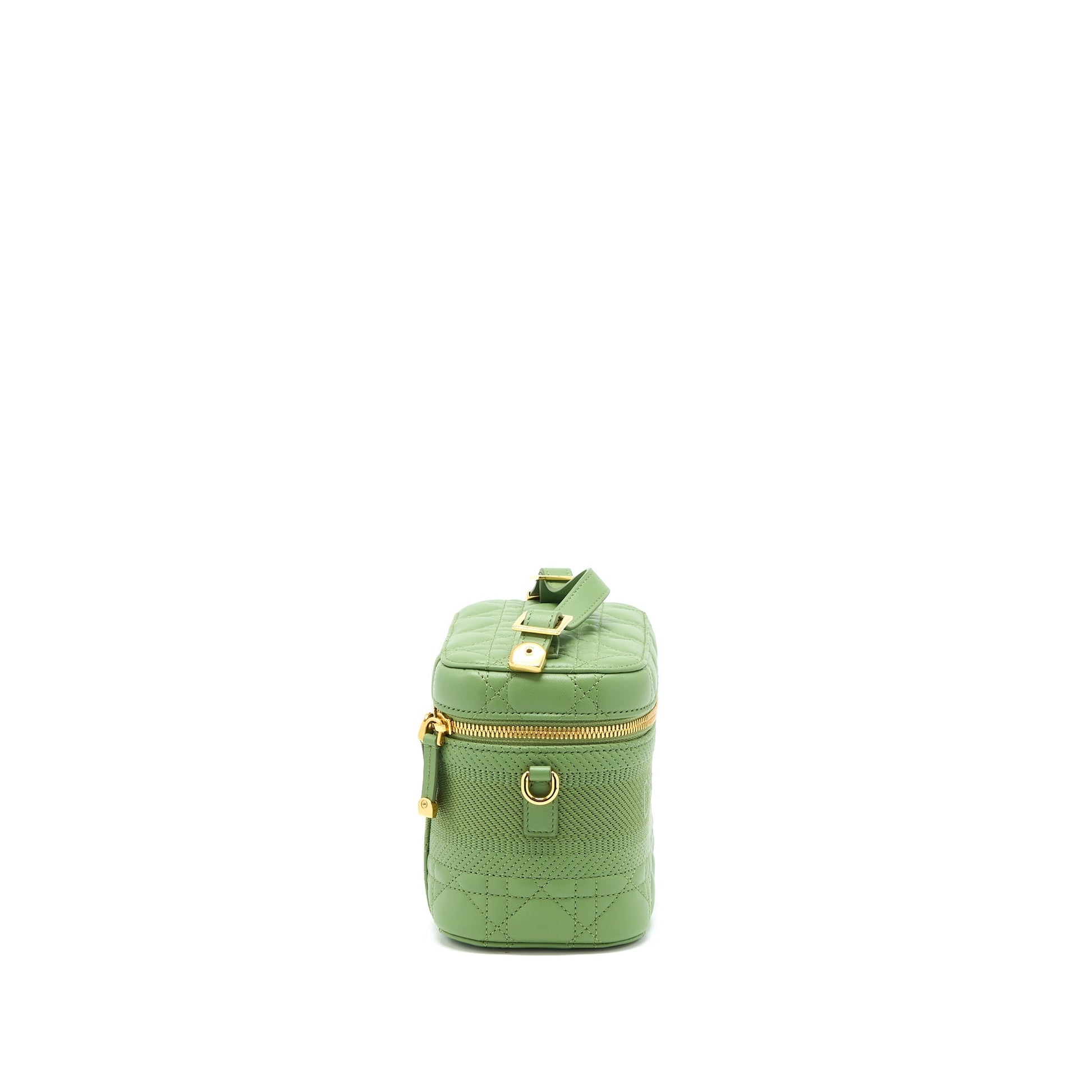 Dior travel Vanity Case Cannage Lambskin Handbag Green Small Travel Bag