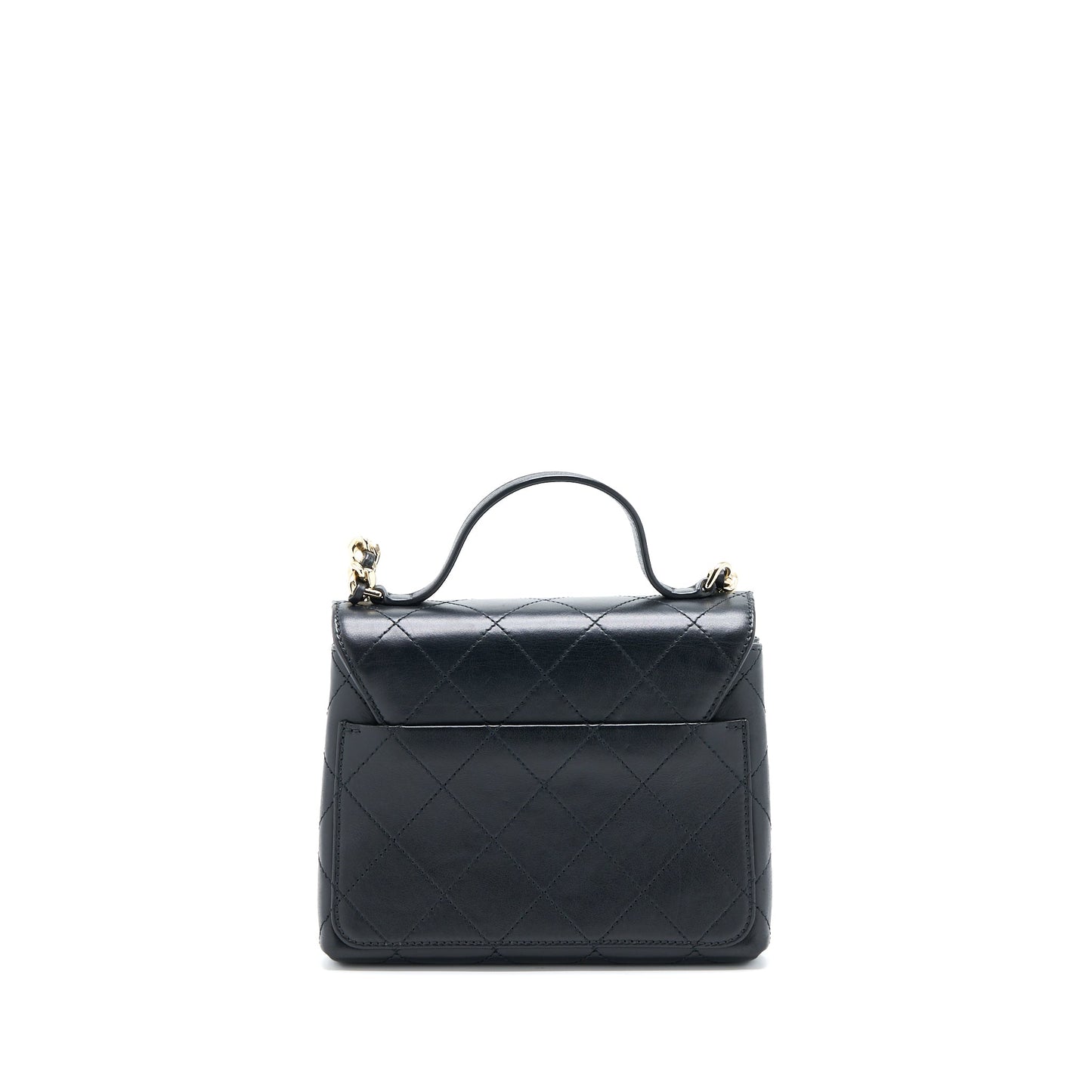 Chanel Seasonal Top Handle Flap Calfskin GHW Black Shoulder Bag