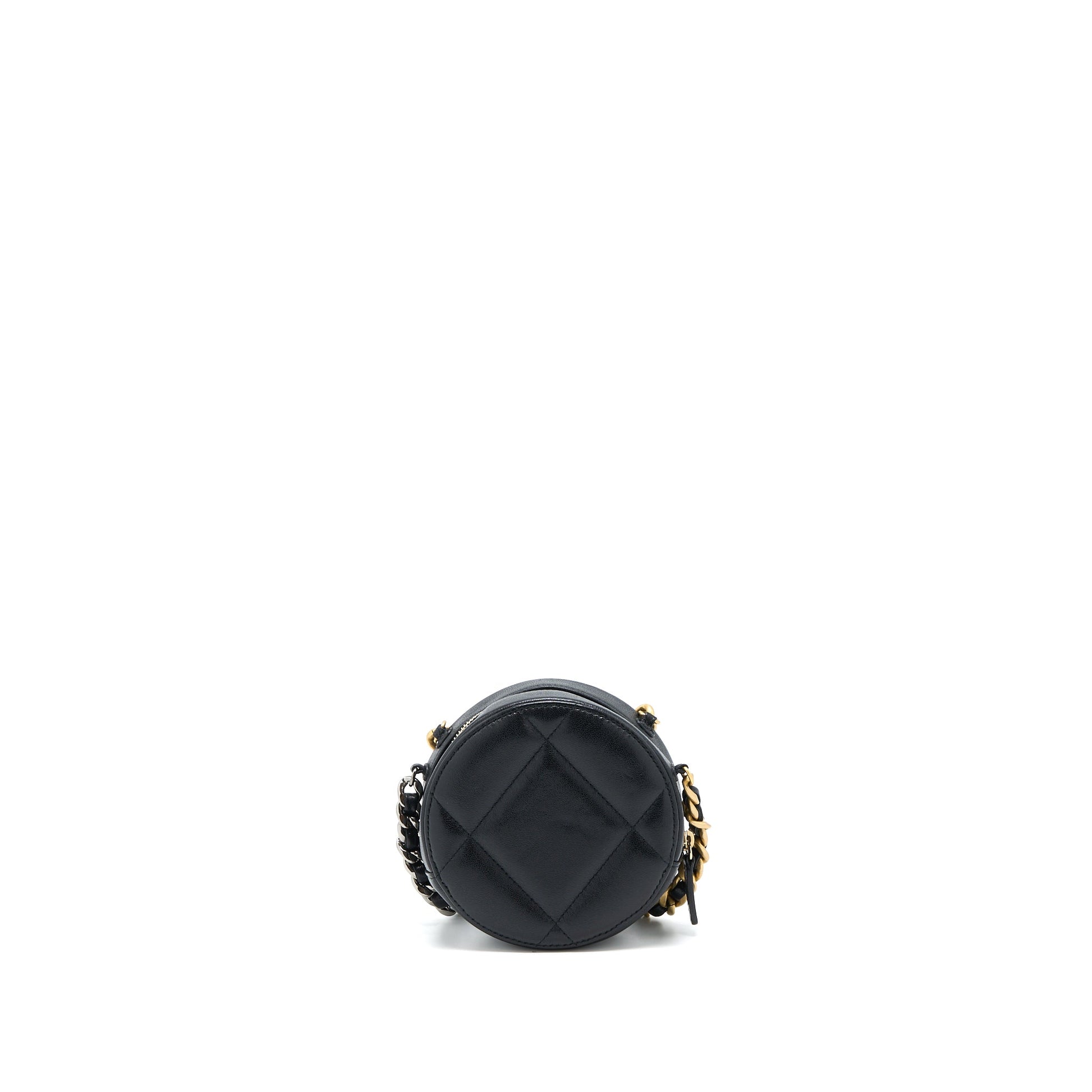 Chanel 19 Round Goatskin Hardware Multicolour Black Clutch Bag
