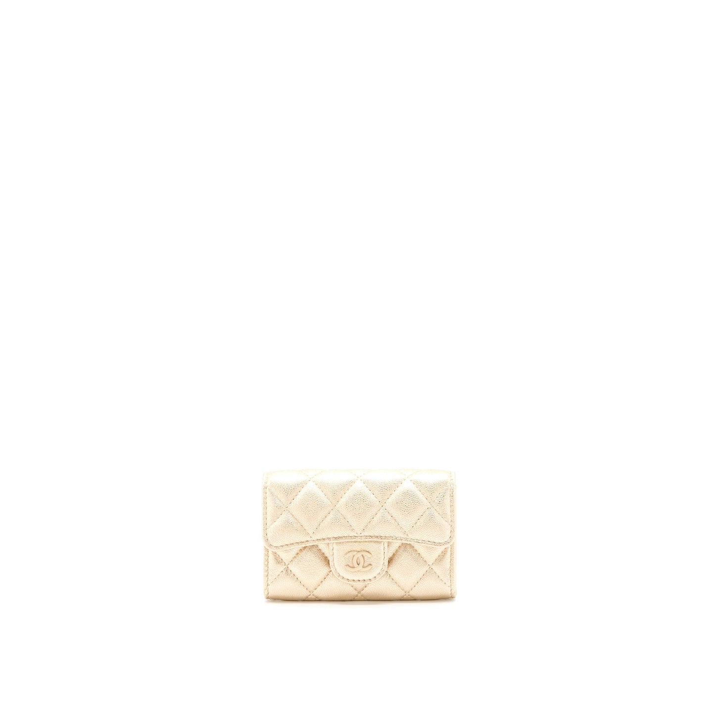 Chanel Quilted Classic Flap Card Holder Lambskin Gold Wallet Case