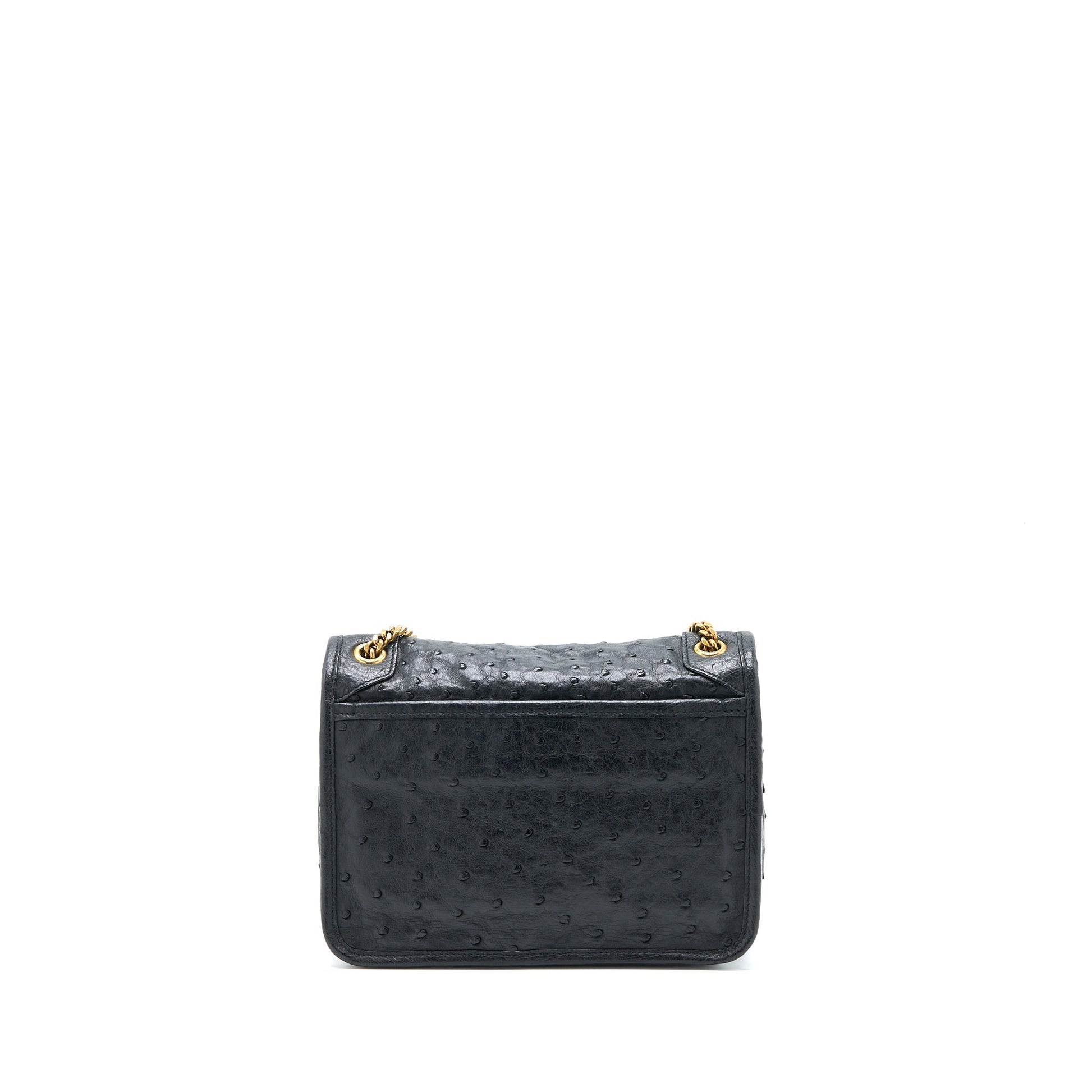 YSL Saint Laurent Saint Laurent Niki Baby Ostrich Travel Bag Black