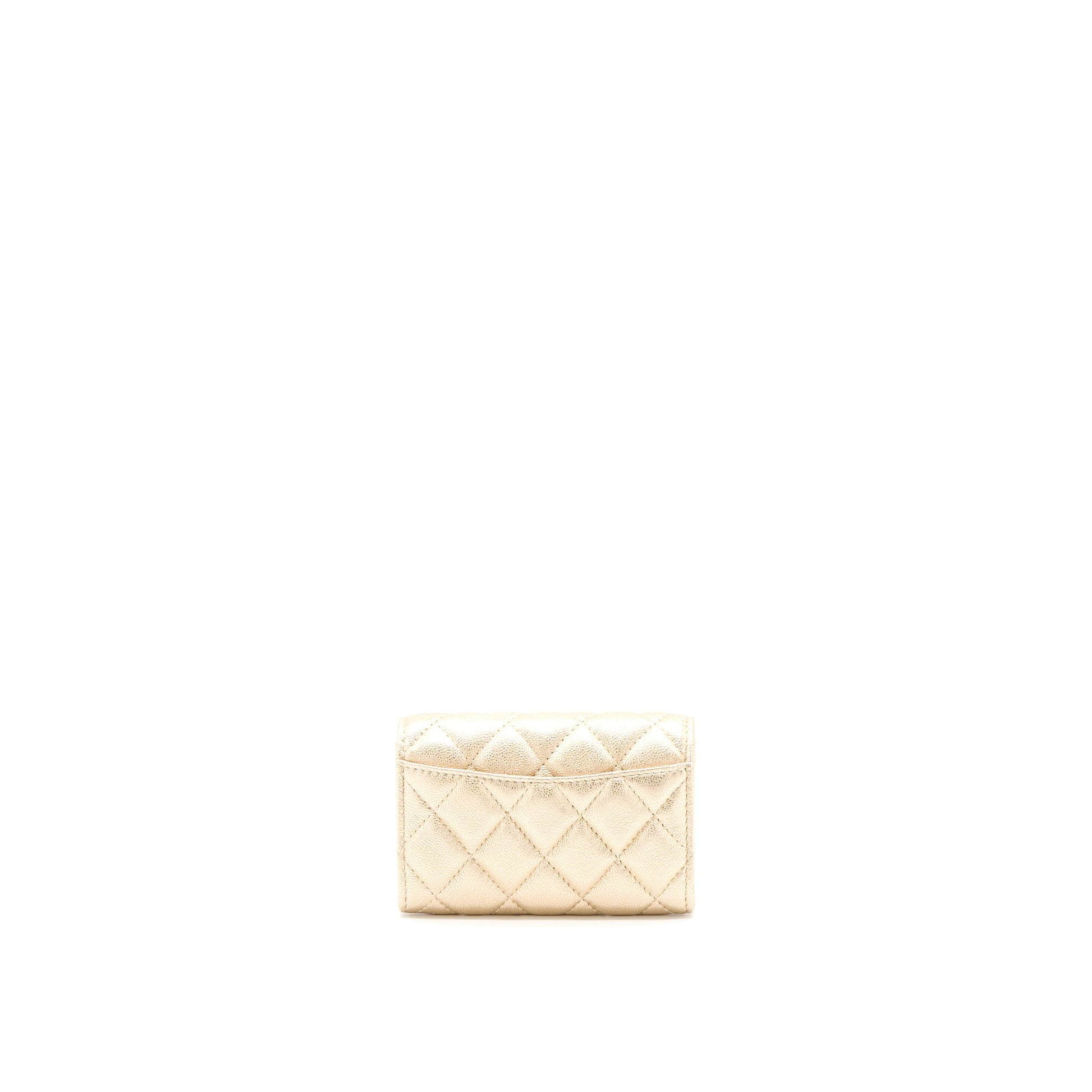 Chanel Quilted Classic Flap Card Holder Lambskin Gold Wallet Case