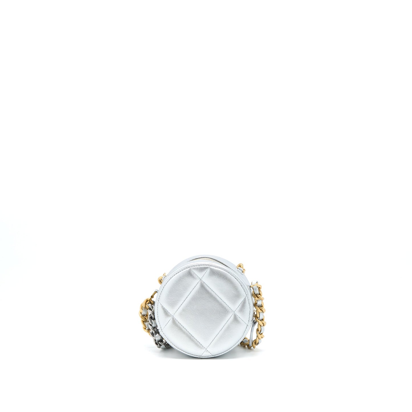 Chanel 19 Round Goatskin hardware Multicolour Silver Clutch Bag