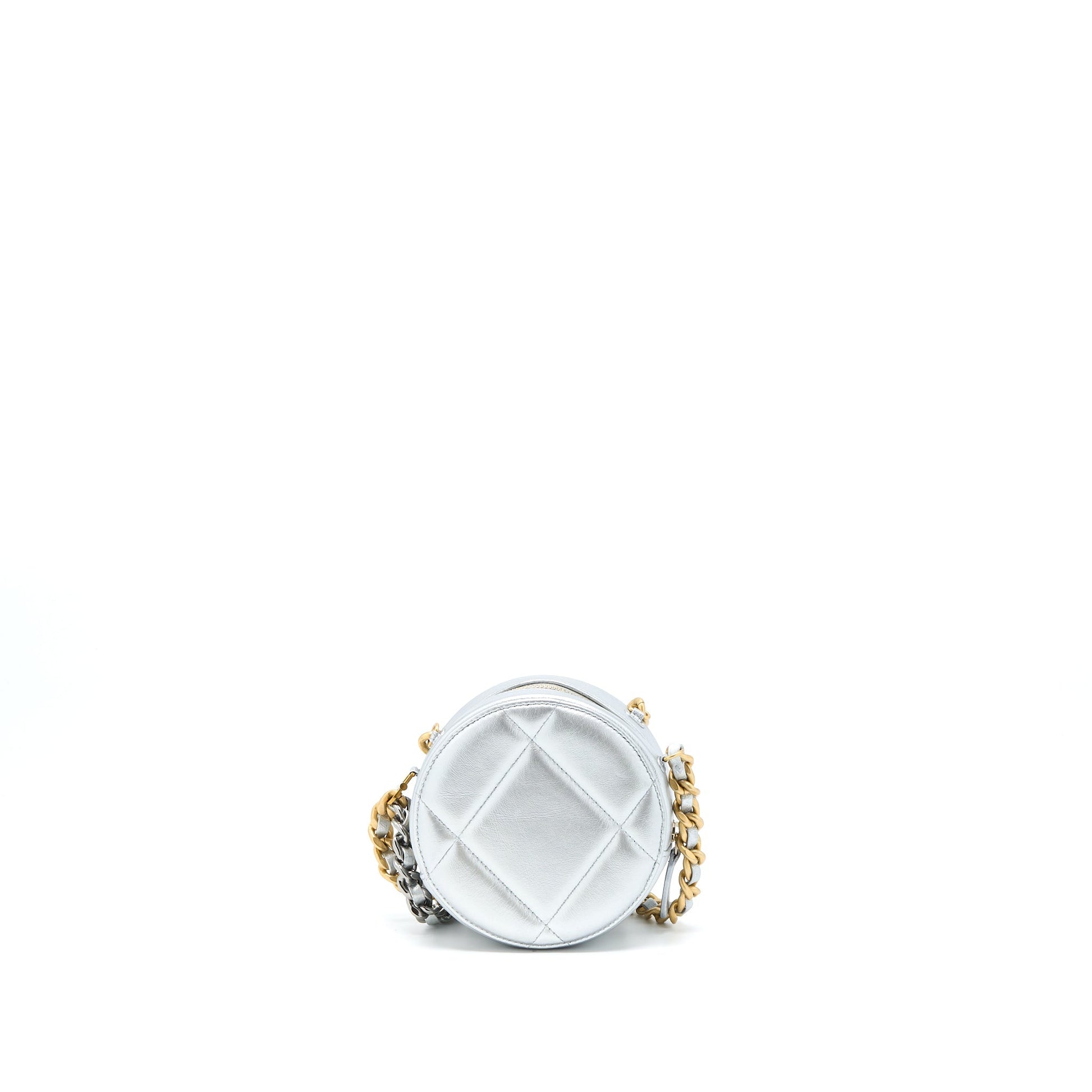 Chanel 19 Round Goatskin hardware Multicolour Silver Clutch Bag