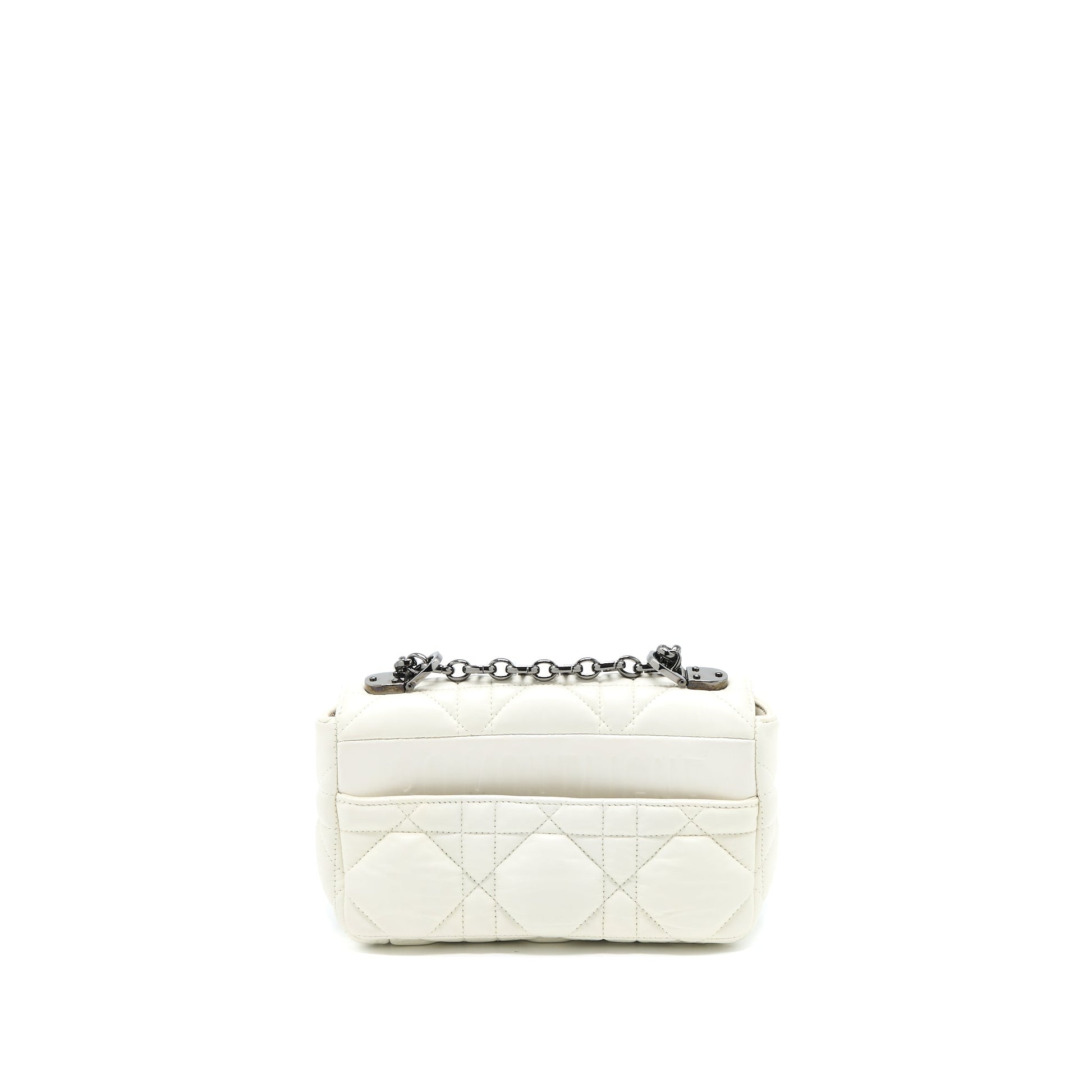 Dior Small Caro Purse Latte Macrocannage Calfskin Hardware Quilted Black Travel Bag