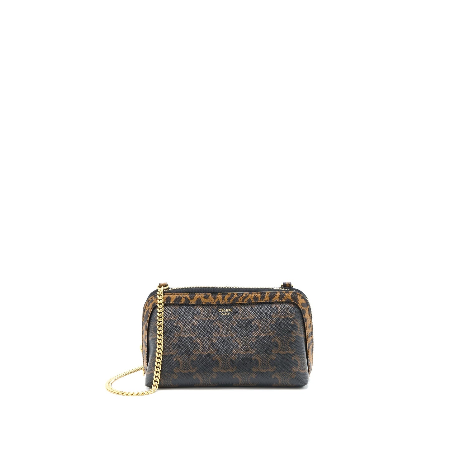 Celine Clutch With Triomphe Limited Edge Print Handbag Canvas Chain Clutch Bag