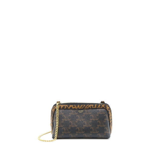 Celine Clutch With Triomphe Limited Edge Print Handbag Canvas Chain Clutch Bag