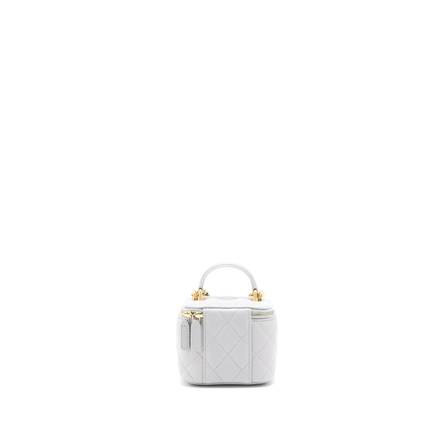 Chanel 21A Top Handle Vanity Lambskin Light Grey Mini Bag